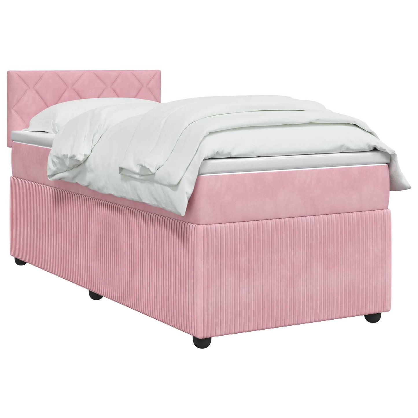 vidaXL Κρεβάτι box spring με στρώμα Ροζ 90 x 190 cm Βελούδο