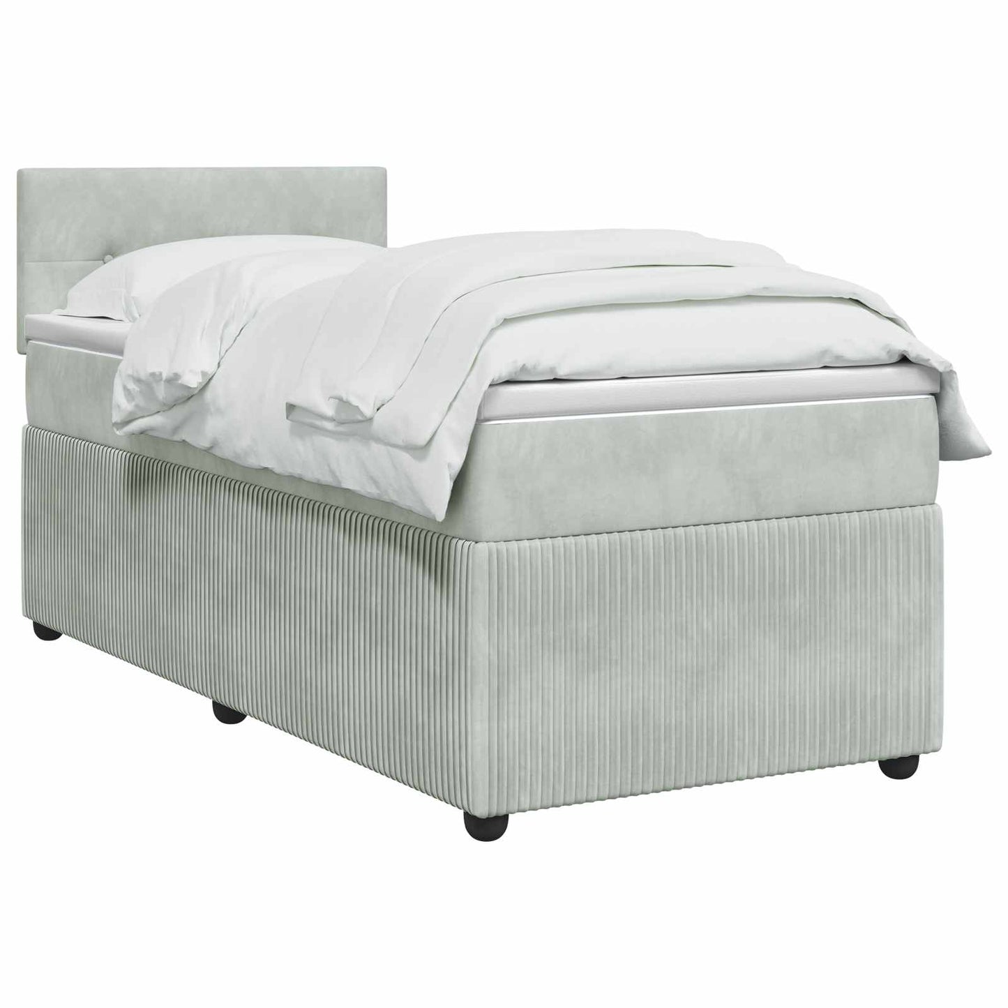 vidaXL Κρεβάτι box spring με στρώμα Ανοιχτό γκρι 90 x 200 cm Βελούδο