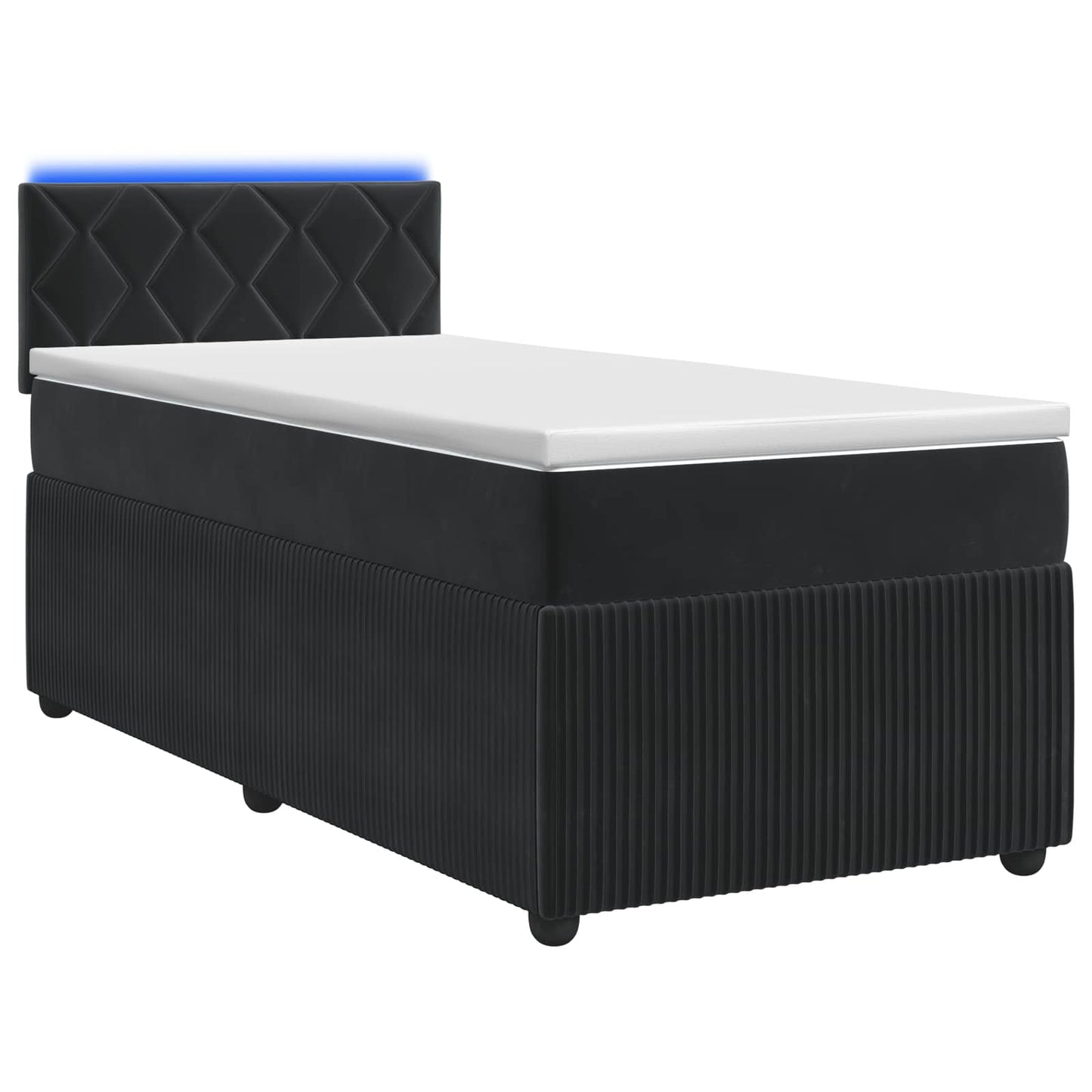 vidaXL Κρεβάτι box spring με στρώμα Μαύρο 90 x 200 cm Βελούδο
