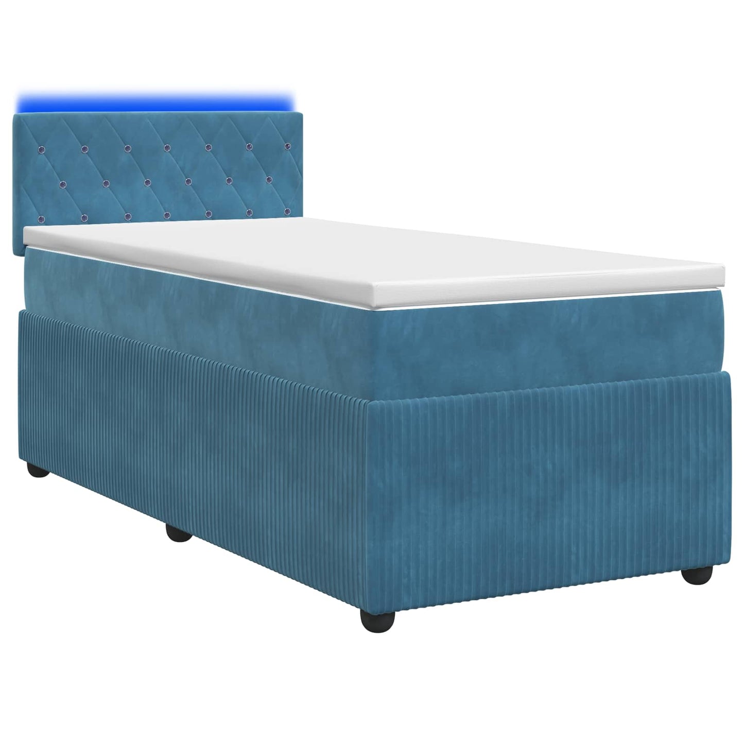 vidaXL Κρεβάτι box spring με στρώμα Μπλε 100 x 200 cm Βελούδο