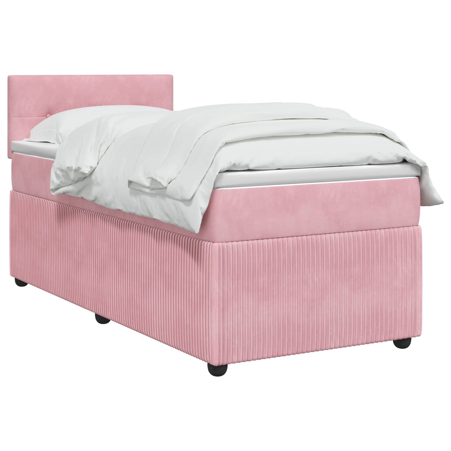 vidaXL Κρεβάτι box spring με στρώμα Ροζ 100 x 200 cm Βελούδο