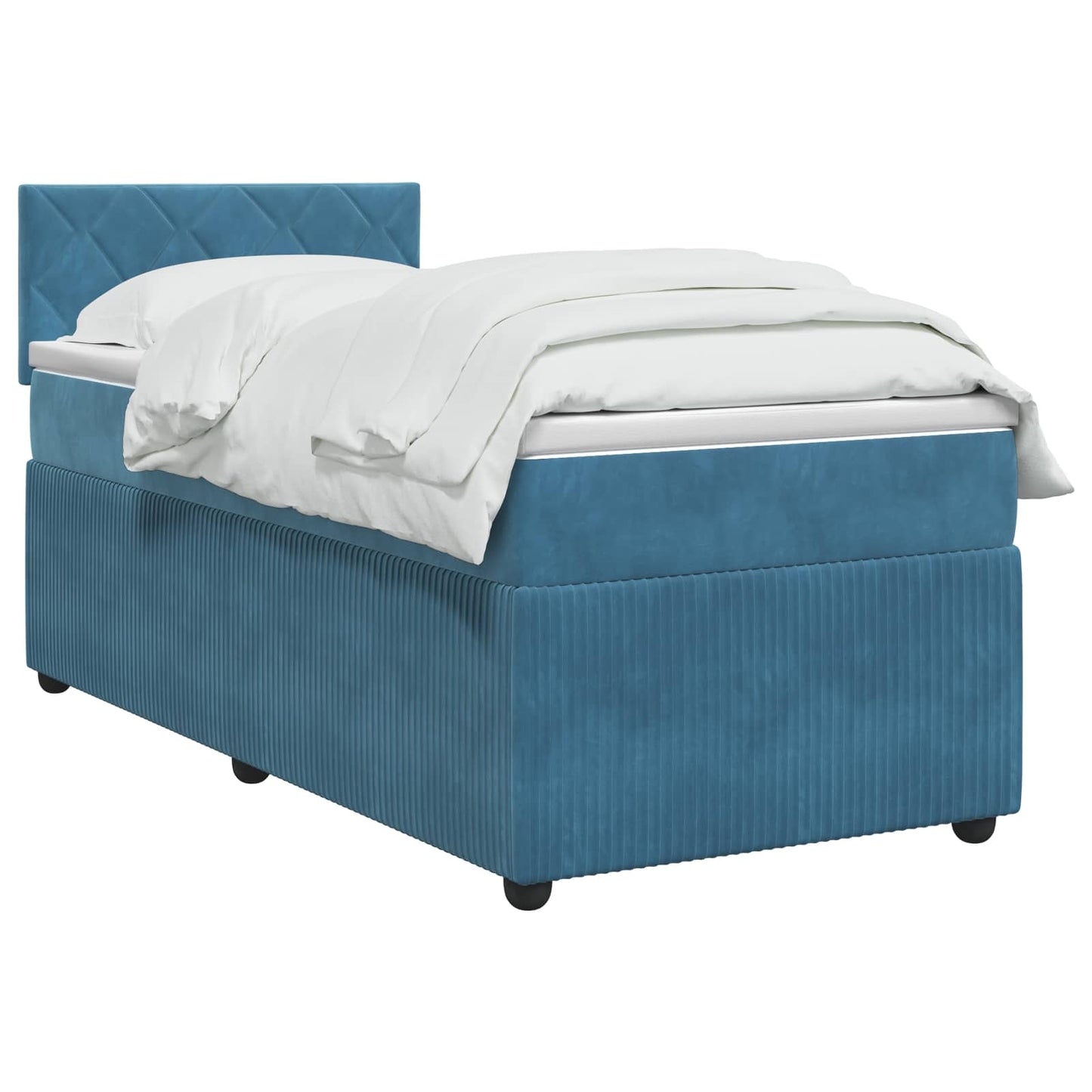 vidaXL Κρεβάτι box spring με στρώμα Μπλε 100 x 200 cm Βελούδο
