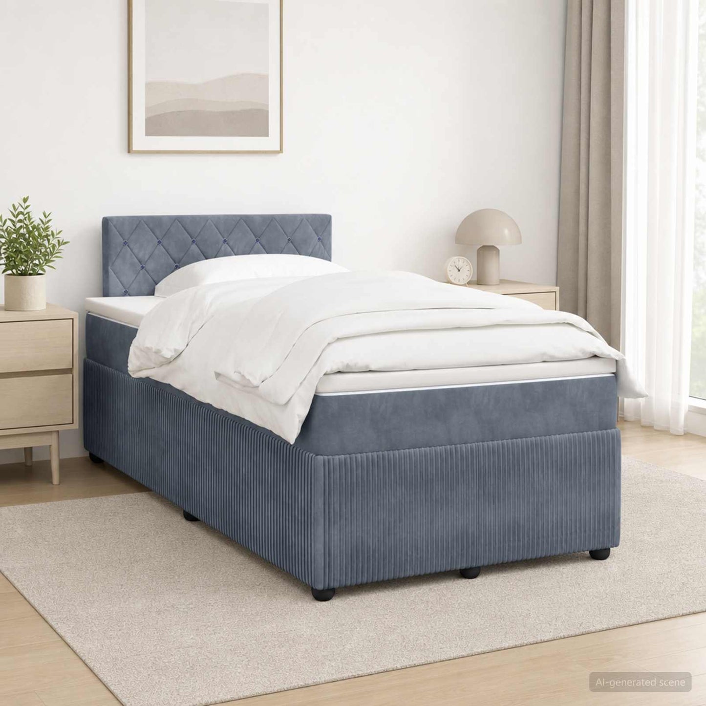 vidaXL Κρεβάτι box spring με στρώμα Σκούρο Γκρι 120 x 200 cm Βελούδο