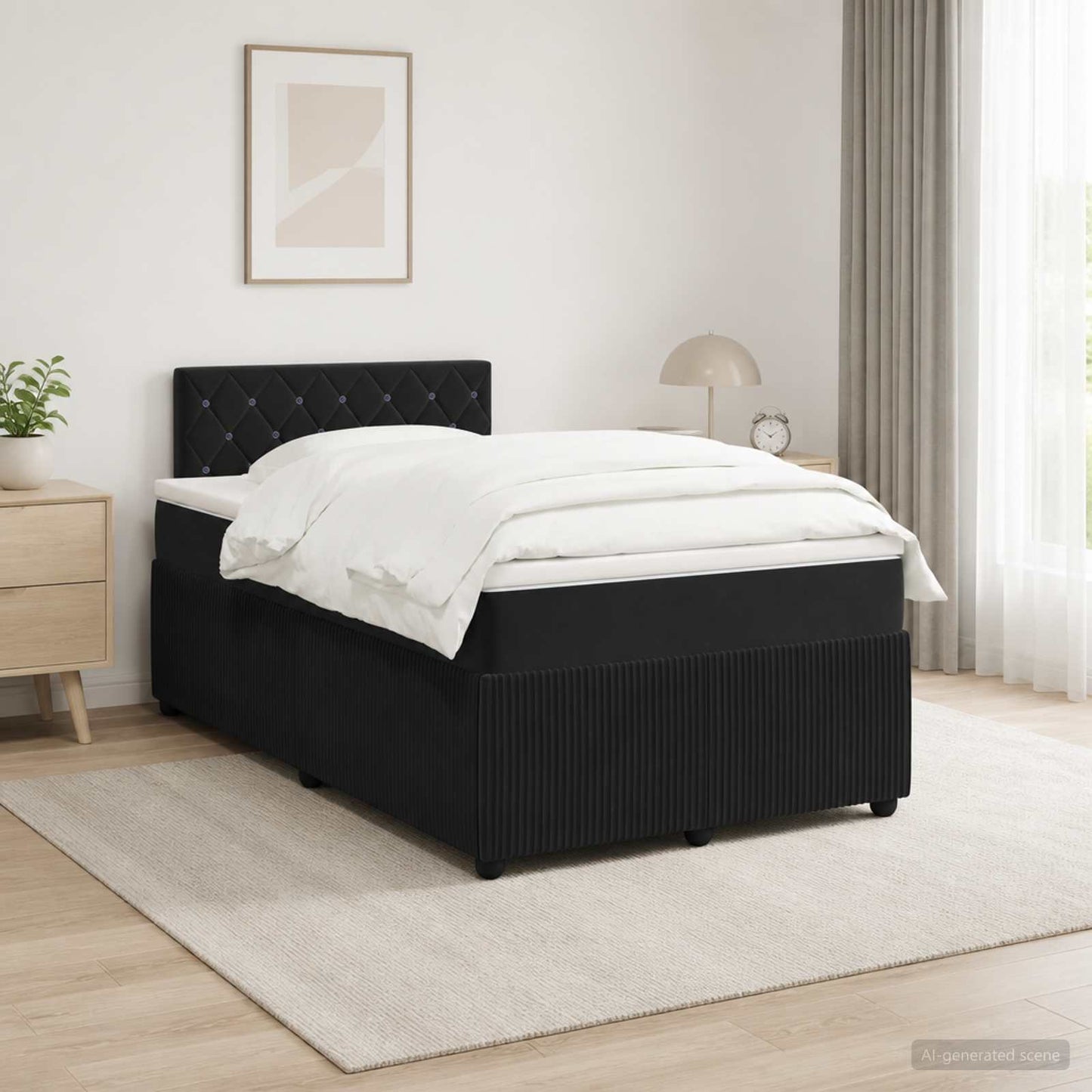 vidaXL Κρεβάτι box spring με στρώμα Μαύρο 120 x 190 cm Βελούδο