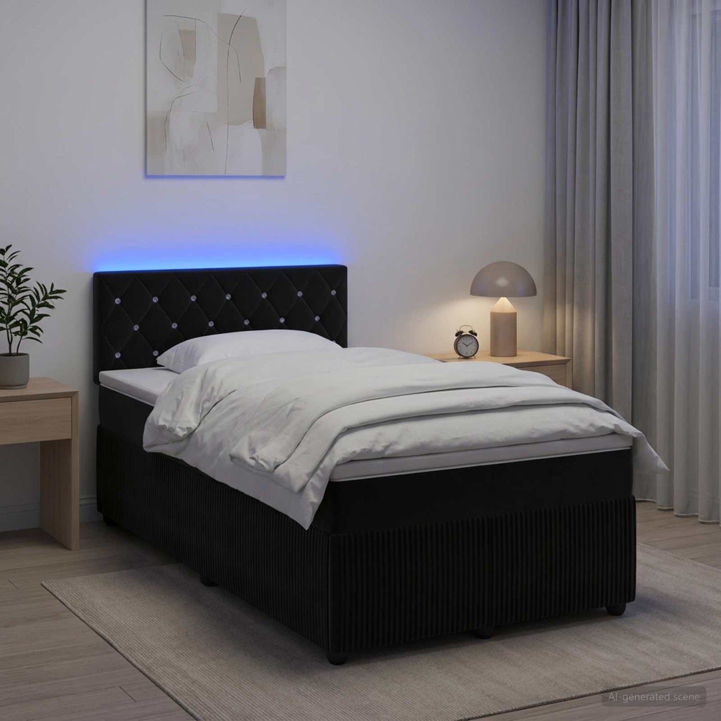 vidaXL Κρεβάτι box spring με στρώμα Μαύρο 120 x 190 cm Βελούδο