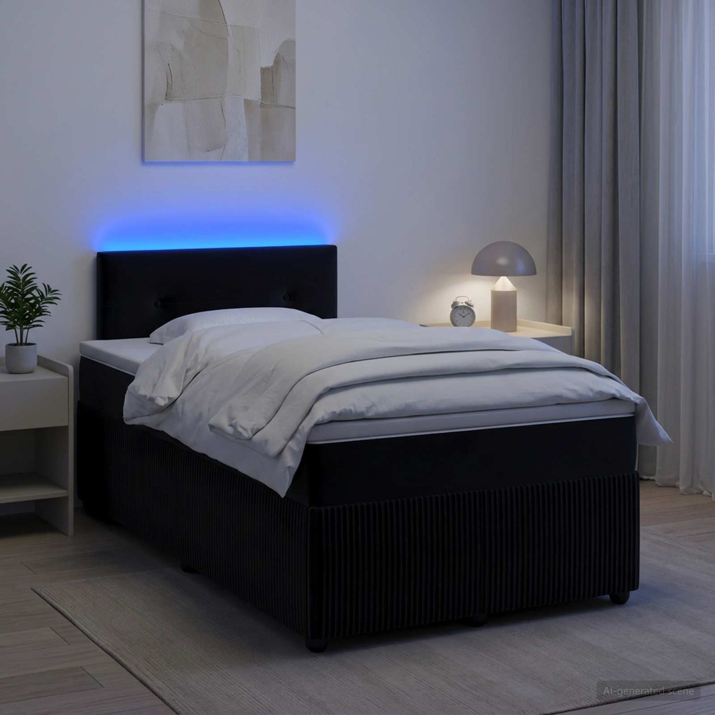 vidaXL Κρεβάτι box spring με στρώμα Μαύρο 120 x 190 cm Βελούδο