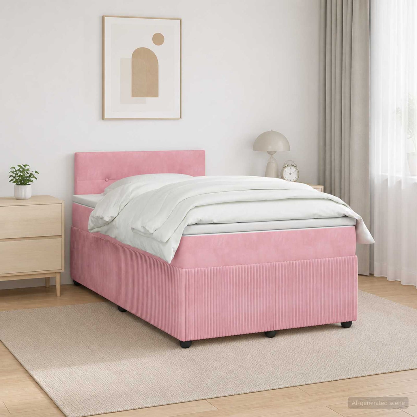 vidaXL Κρεβάτι box spring με στρώμα Ροζ 120 x 200 cm Βελούδο