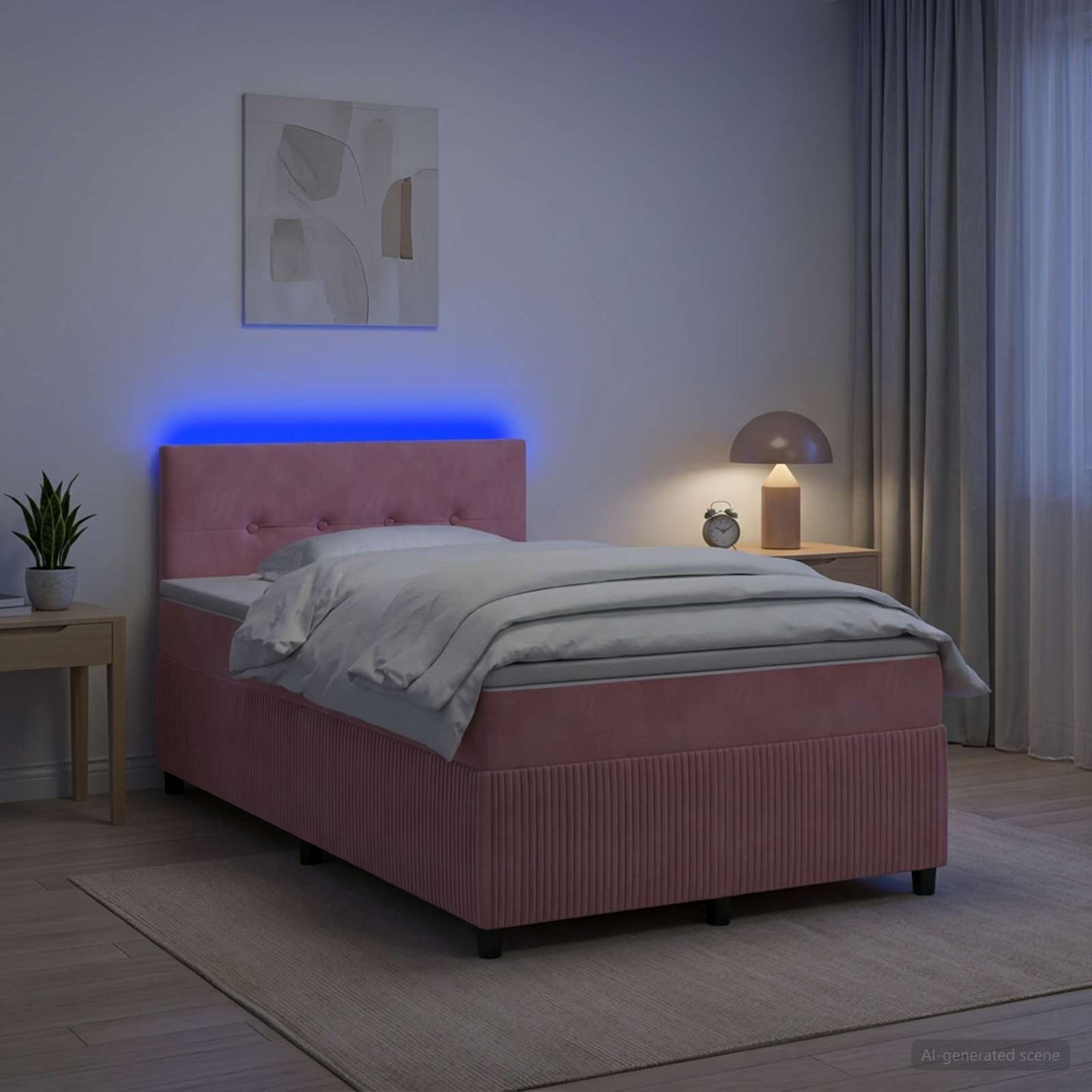 vidaXL Κρεβάτι box spring με στρώμα Ροζ 120 x 190 cm Βελούδο