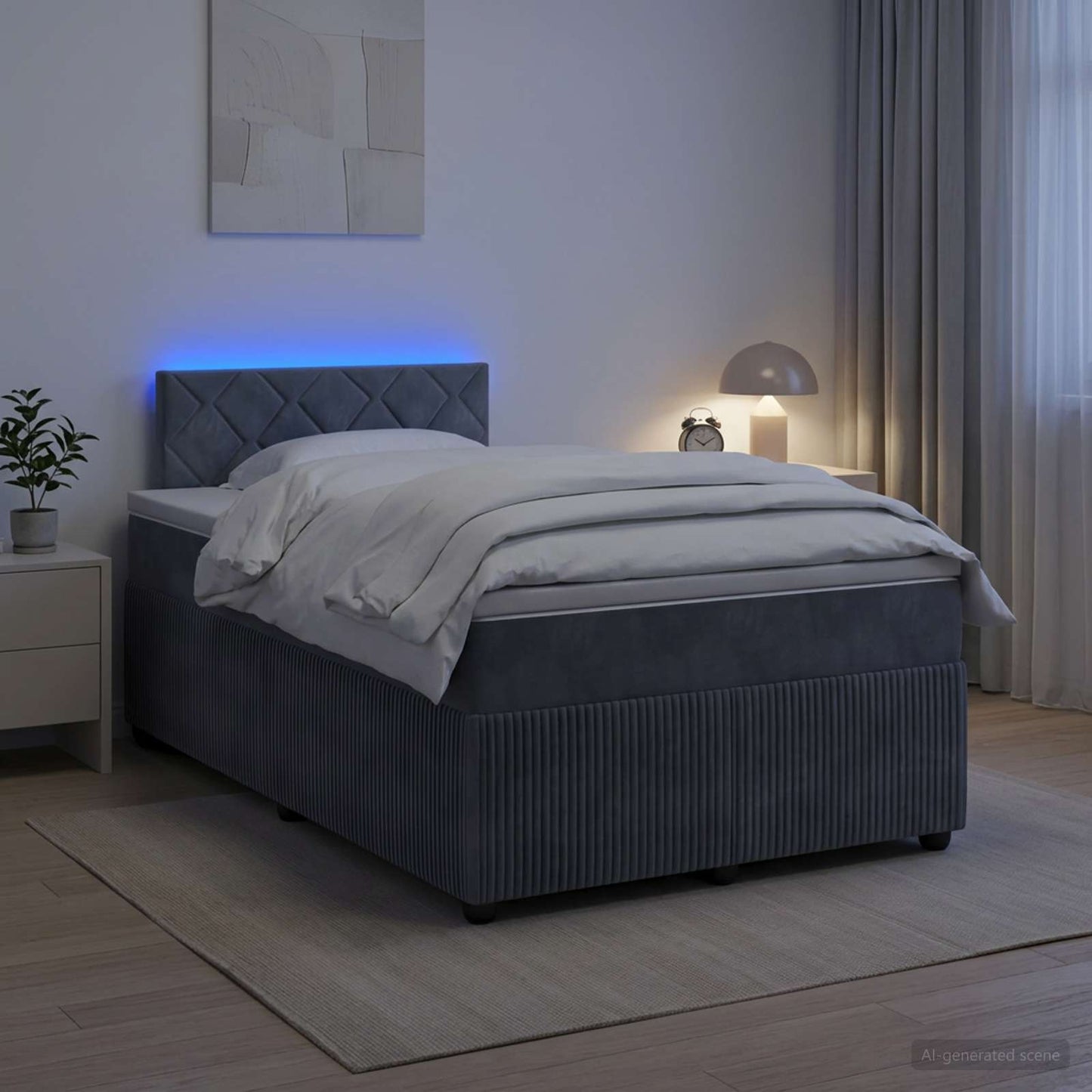 vidaXL Κρεβάτι box spring με στρώμα Σκούρο Γκρι 120 x 200 cm Βελούδο