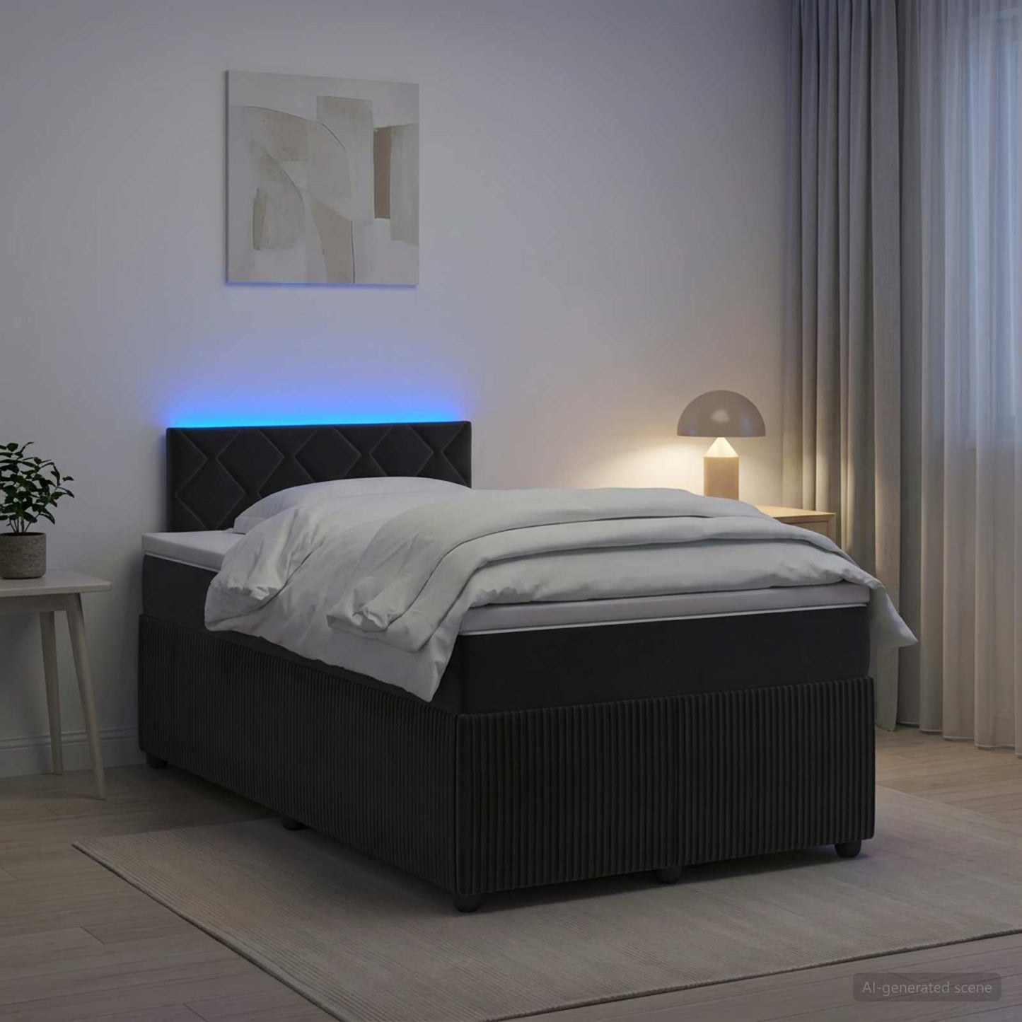 vidaXL Κρεβάτι box spring με στρώμα Μαύρο 120 x 190 cm Βελούδο