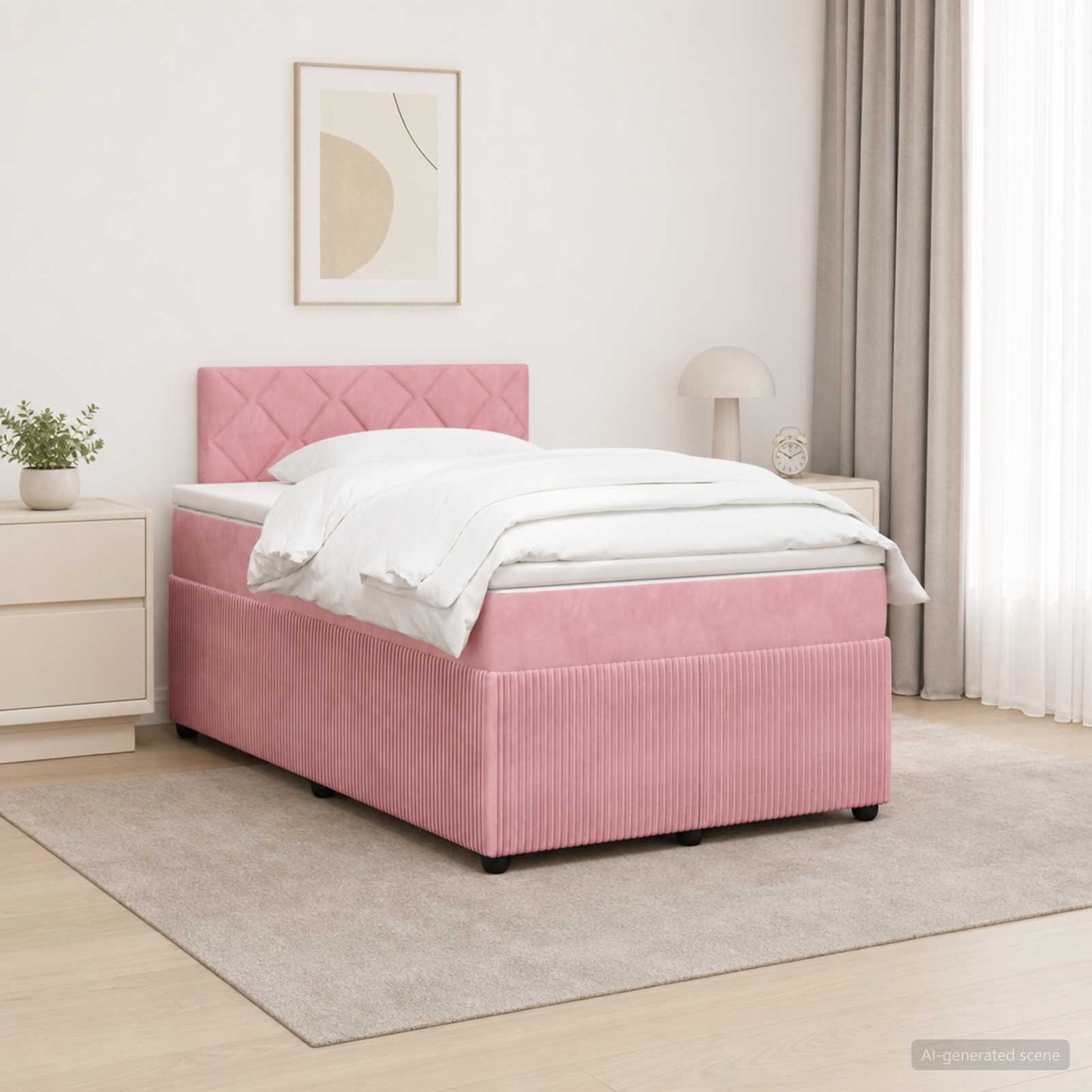 vidaXL Κρεβάτι box spring με στρώμα Ροζ 120 x 200 cm Βελούδο