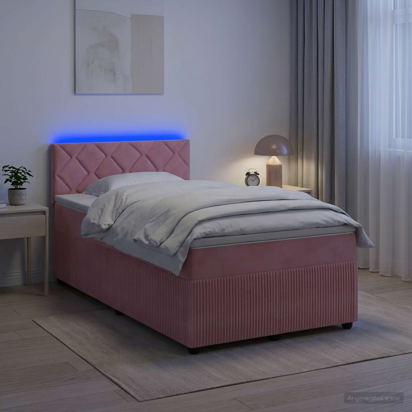 vidaXL Κρεβάτι box spring με στρώμα Ροζ 120 x 200 cm Βελούδο