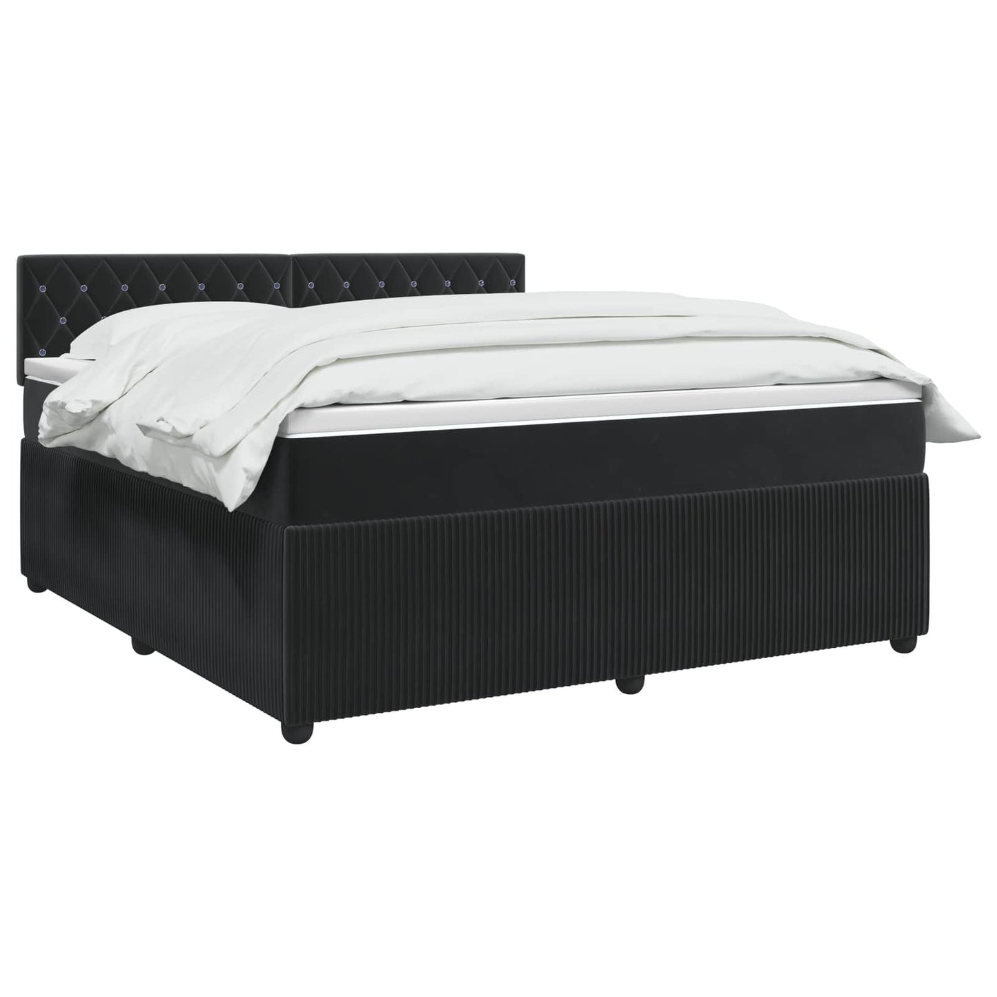 vidaXL Κρεβάτι box spring με στρώμα Μαύρο 140 x 190 cm Βελούδο