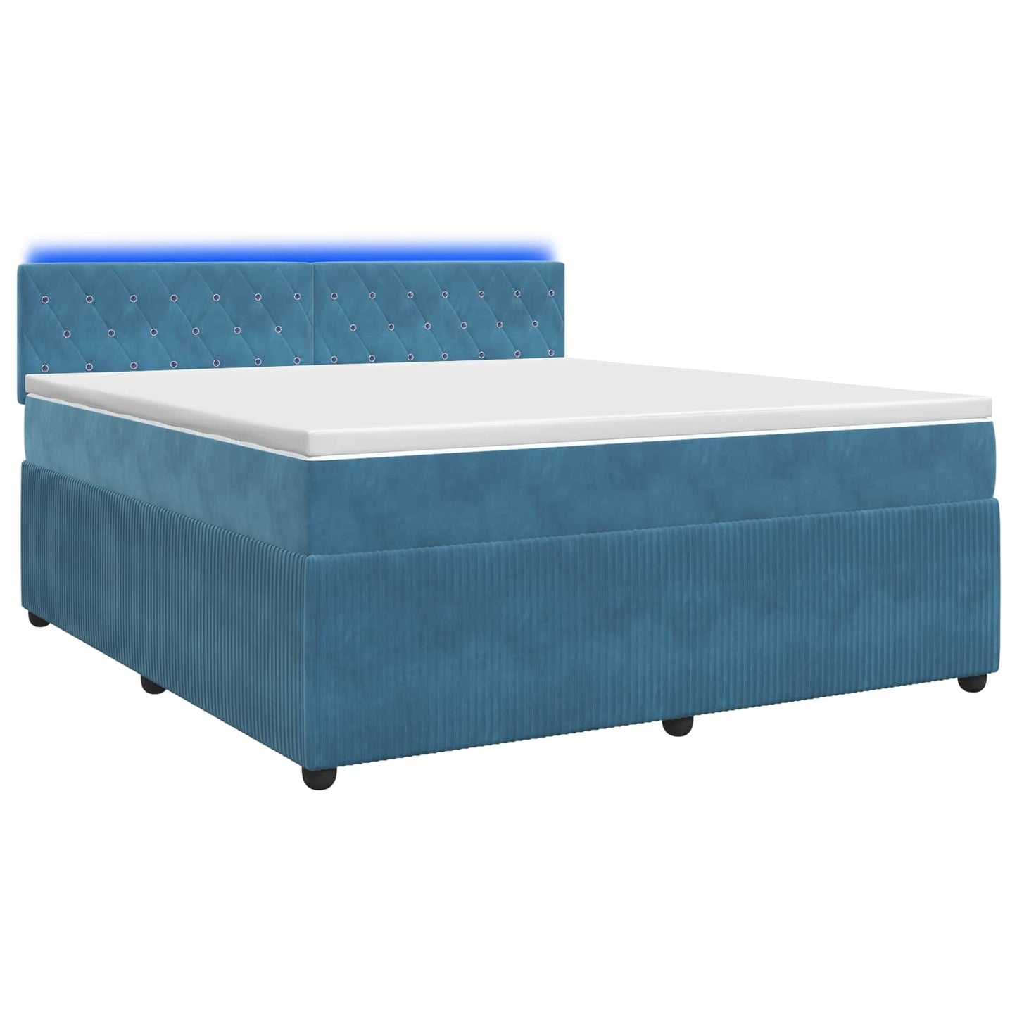 vidaXL Κρεβάτι box spring με στρώμα Μπλε 140 x 190 cm Βελούδο