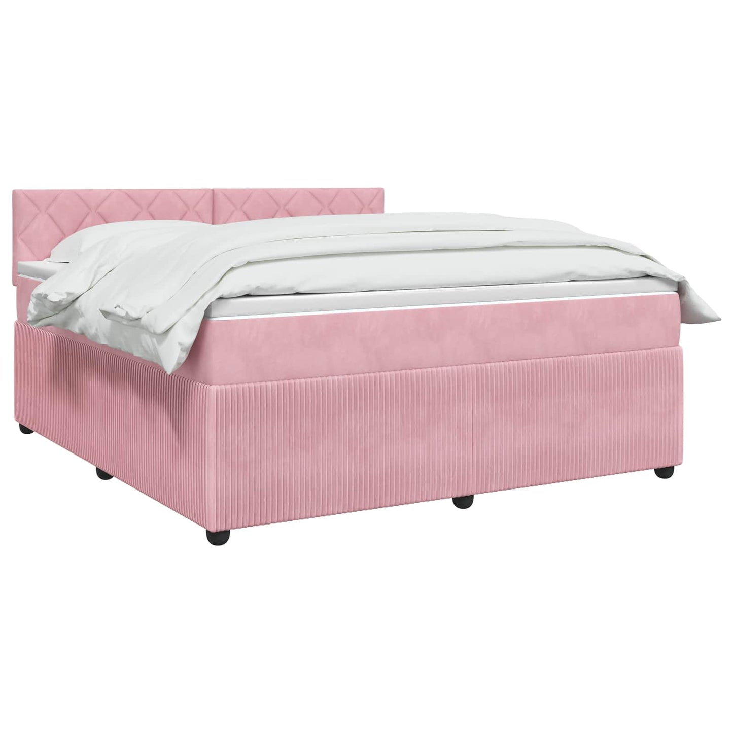 vidaXL Κρεβάτι box spring με στρώμα Ροζ 140 x 190 cm Βελούδο