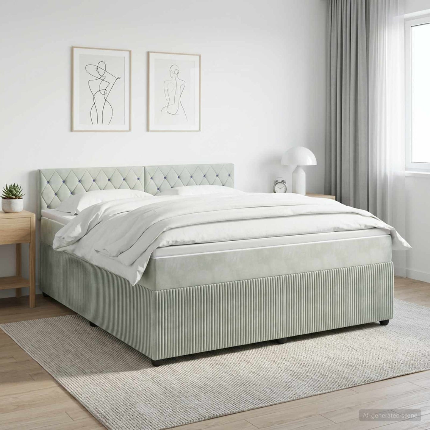 vidaXL Κρεβάτι box spring με στρώμα Ανοιχτό γκρι 180 x 200 cm Βελούδο