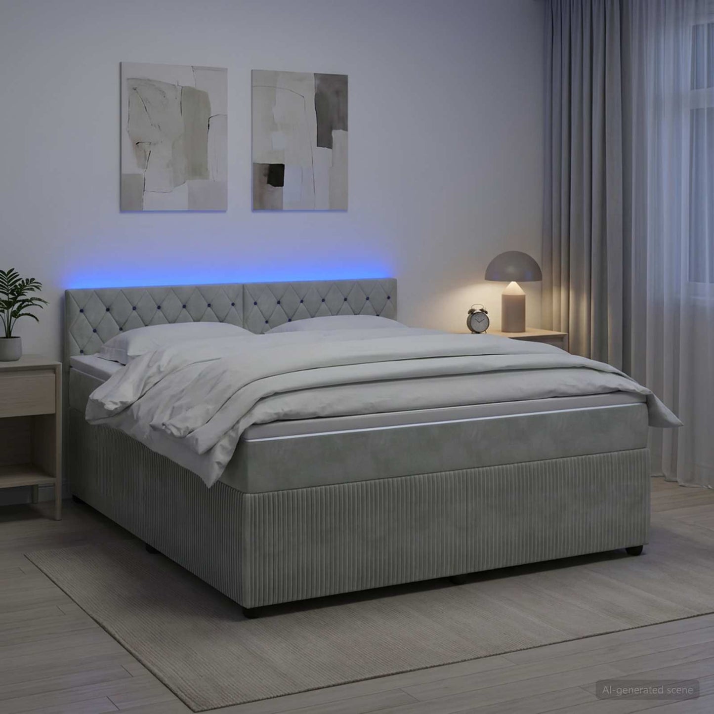 vidaXL Κρεβάτι box spring με στρώμα Ανοιχτό γκρι 180 x 200 cm Βελούδο