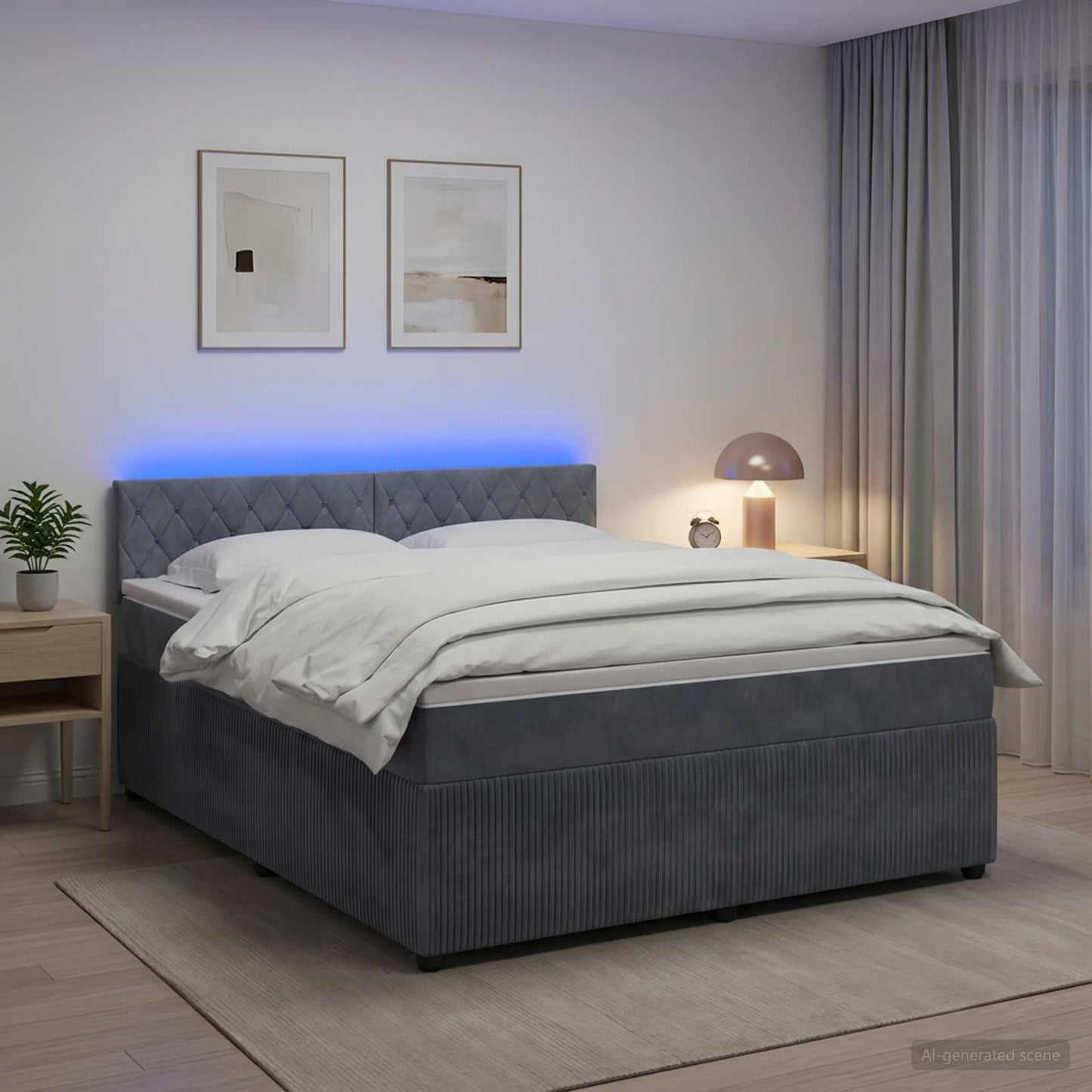 vidaXL Κρεβάτι box spring με στρώμα Σκούρο Γκρι 180 x 200 cm Βελούδο
