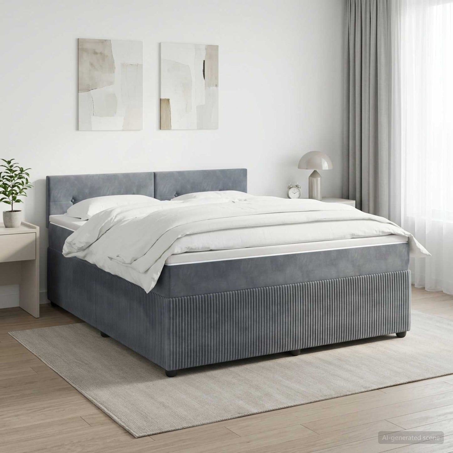 vidaXL Κρεβάτι box spring με στρώμα Σκούρο Γκρι 180 x 200 cm Βελούδο