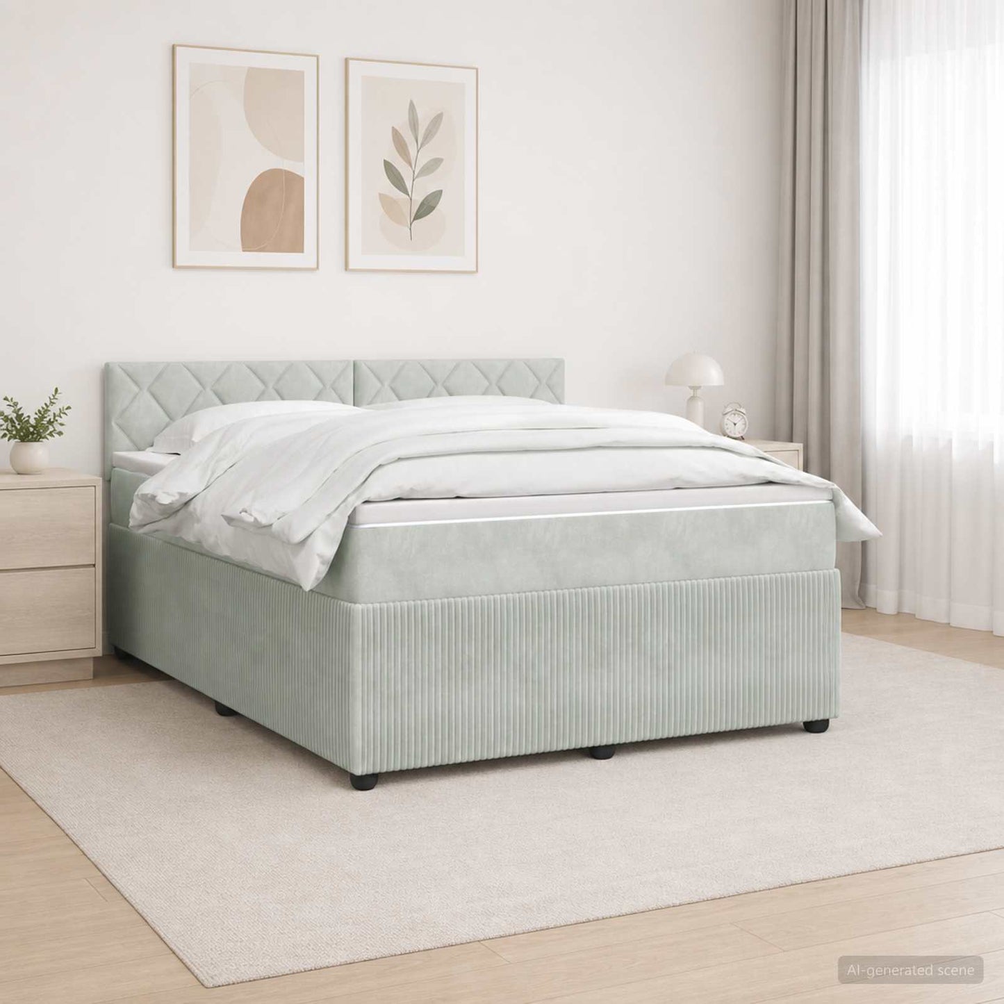 vidaXL Κρεβάτι box spring με στρώμα Ανοιχτό γκρι 180 x 200 cm Βελούδο