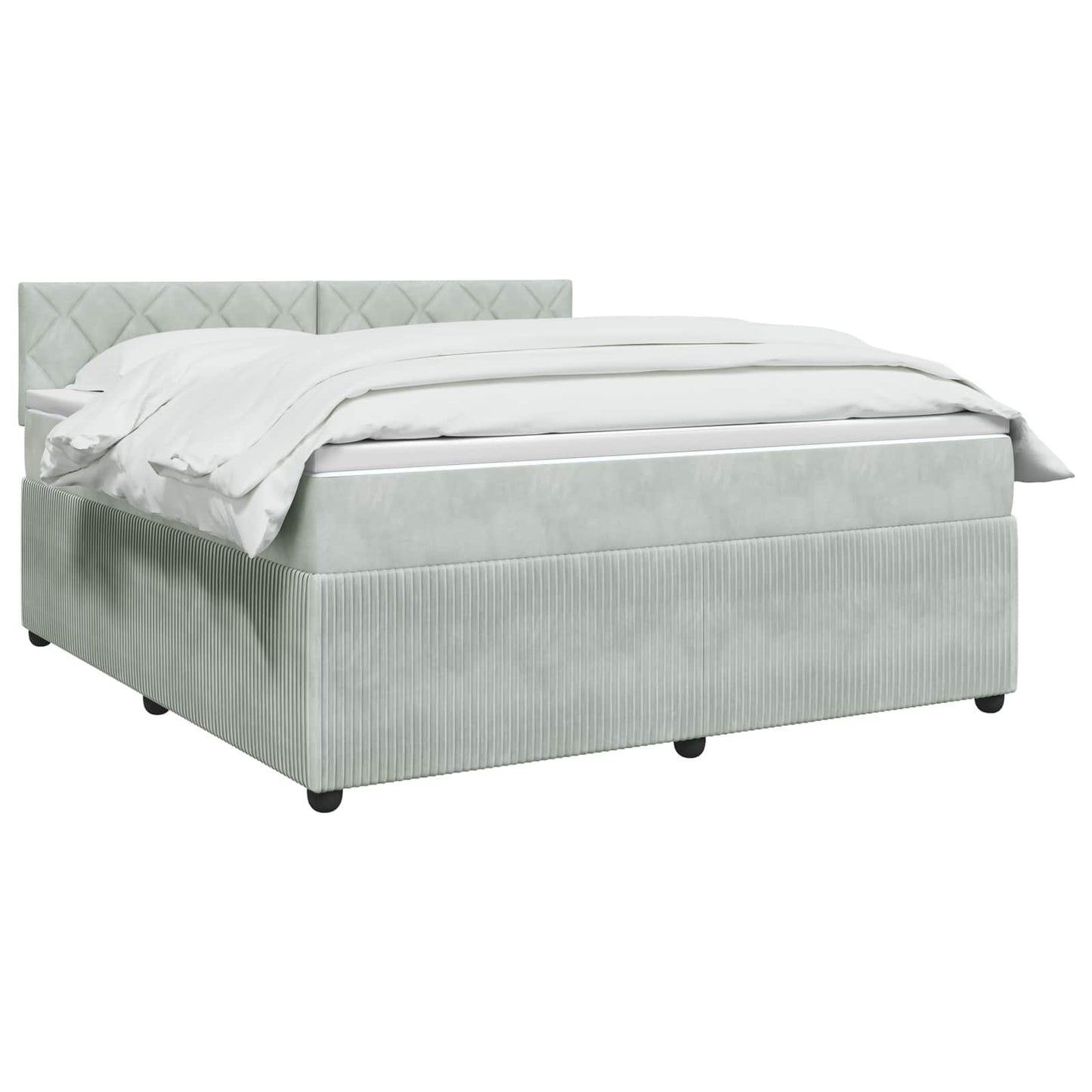 vidaXL Κρεβάτι box spring με στρώμα Ανοιχτό γκρι 180 x 200 cm Βελούδο