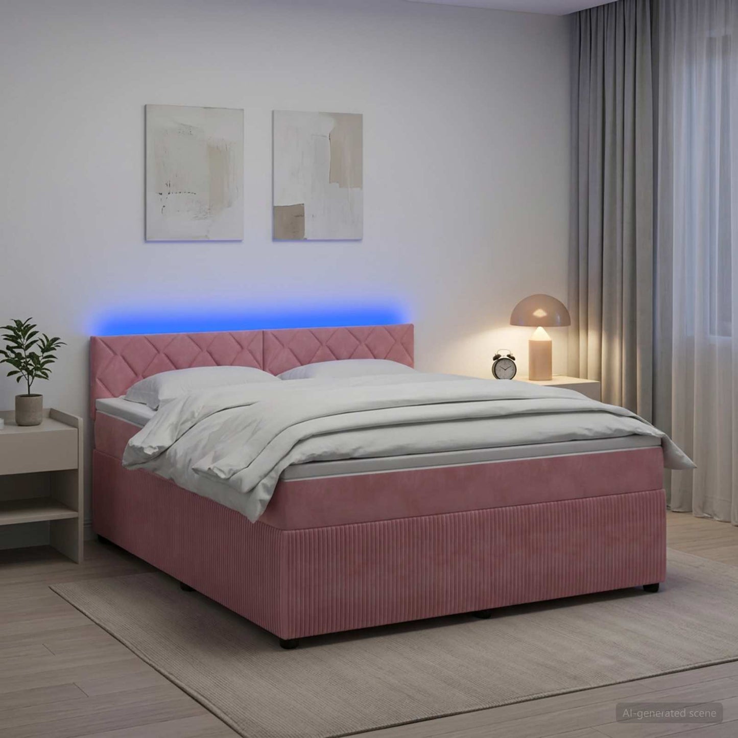 vidaXL Κρεβάτι box spring με στρώμα Ροζ 160 x 200 cm Βελούδο
