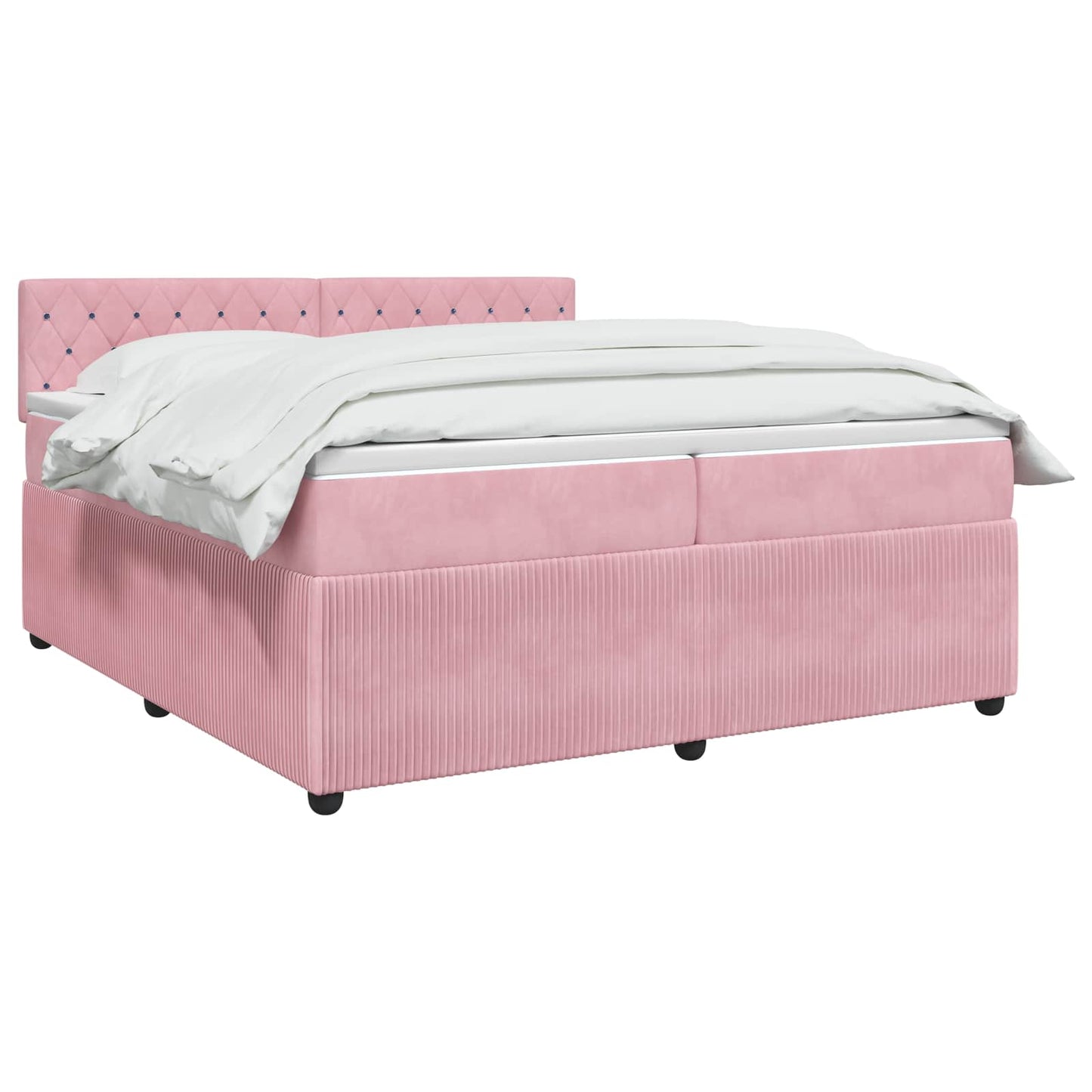 vidaXL Κρεβάτι box spring με στρώμα Ροζ 200 x 200 cm Βελούδο