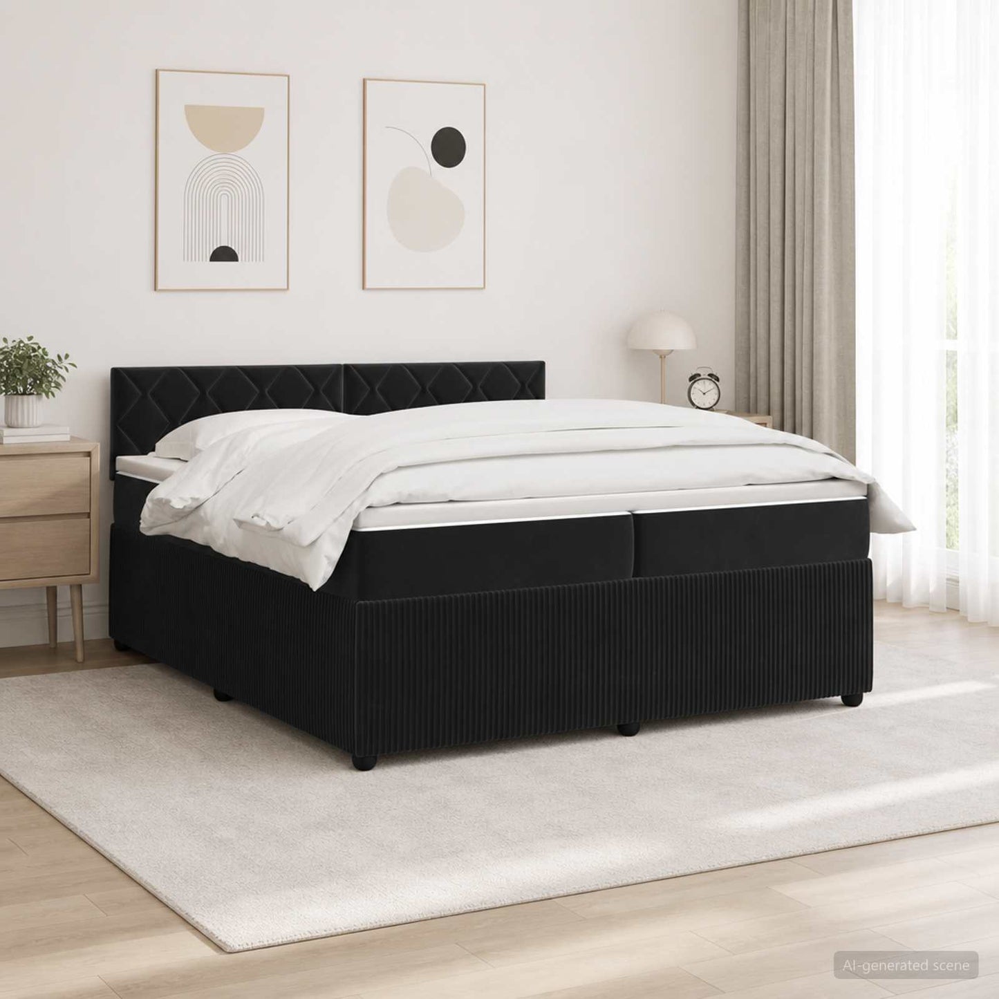 vidaXL Κρεβάτι box spring με στρώμα Μαύρο 200 x 200 cm Βελούδο