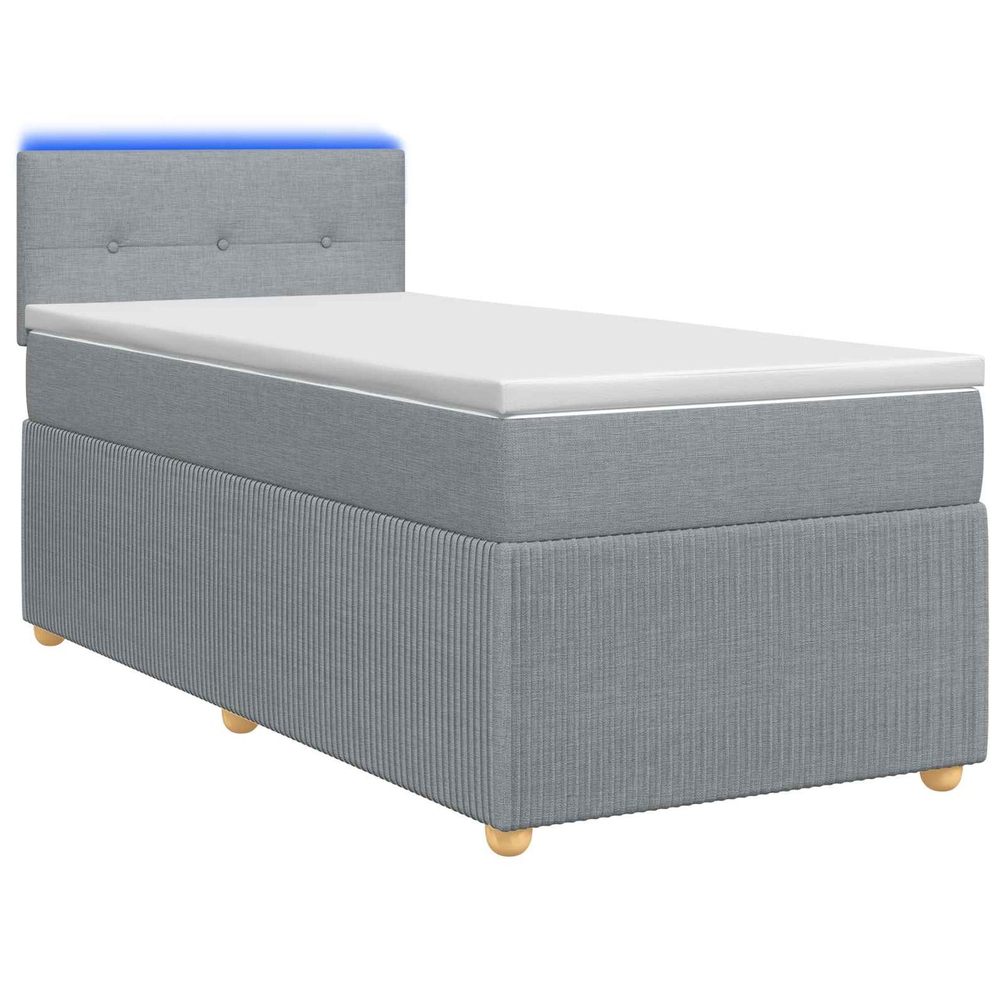 vidaXL Κρεβάτι Box Spring με Στρώμα και LED Ανοιχτό γκρι 90 x 190 cm