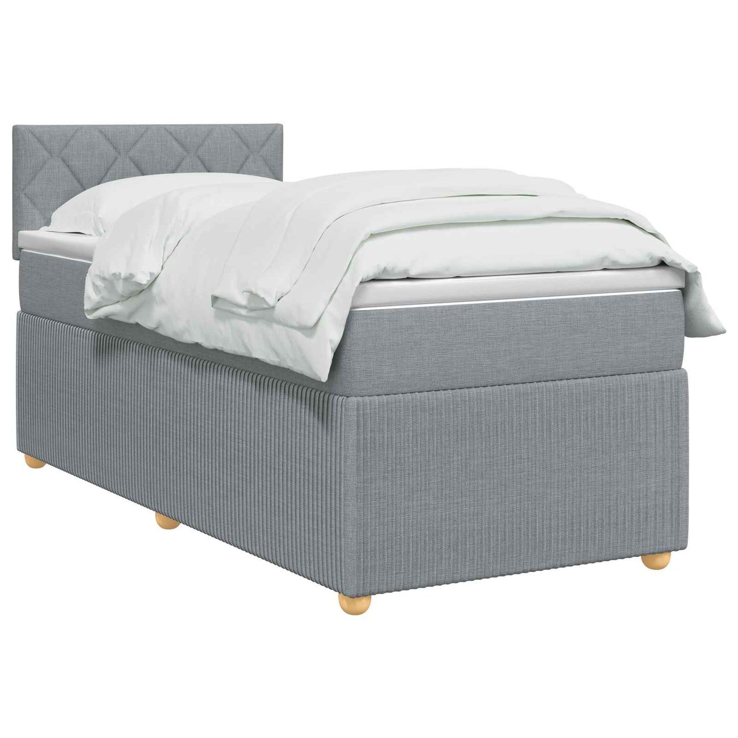 vidaXL Κρεβάτι Box Spring με Στρώμα και LED Ανοιχτό γκρι 90 x 190 cm