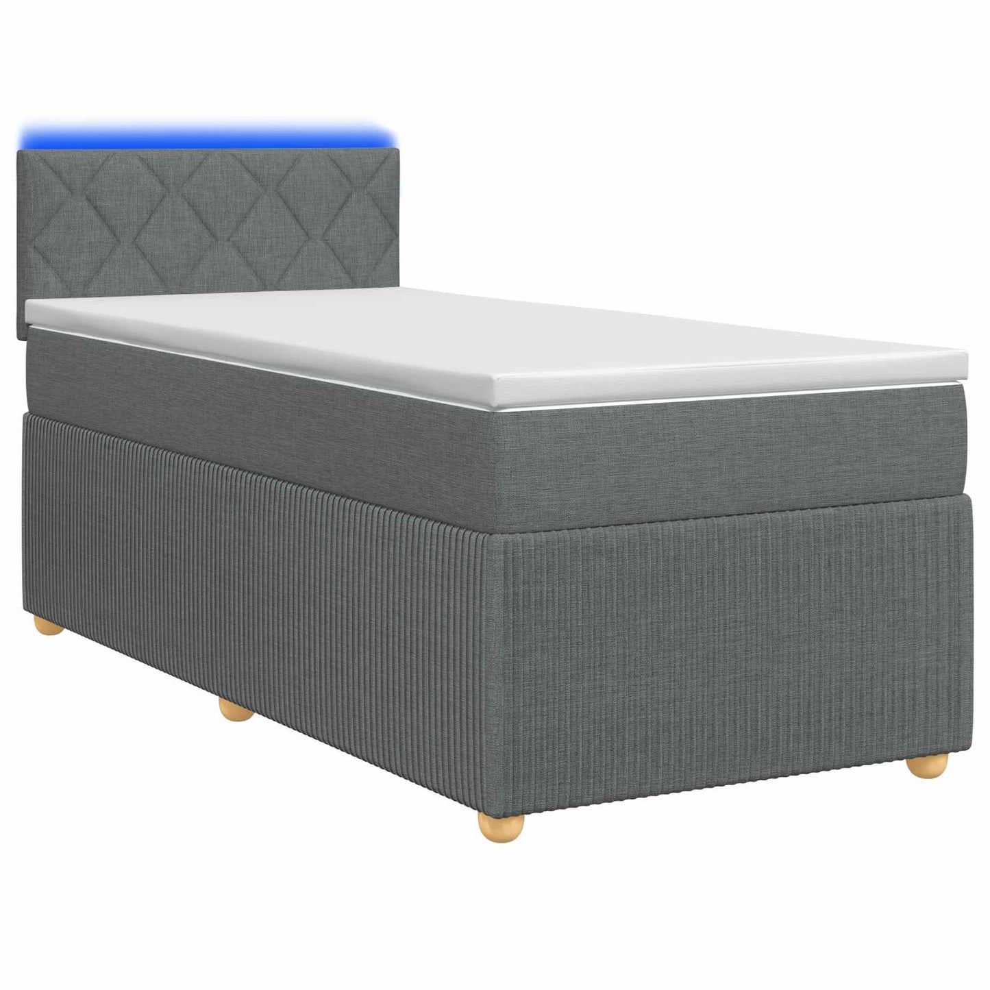vidaXL Κρεβάτι Box Spring με Στρώμα και LED Σκούρο Γκρι 90 x 190 cm