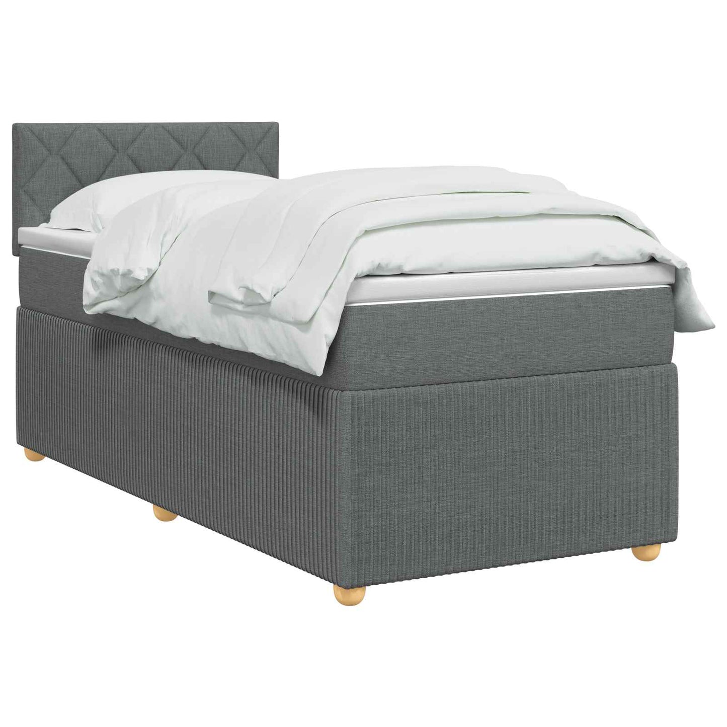 vidaXL Κρεβάτι Box Spring με Στρώμα και LED Σκούρο Γκρι 90 x 190 cm