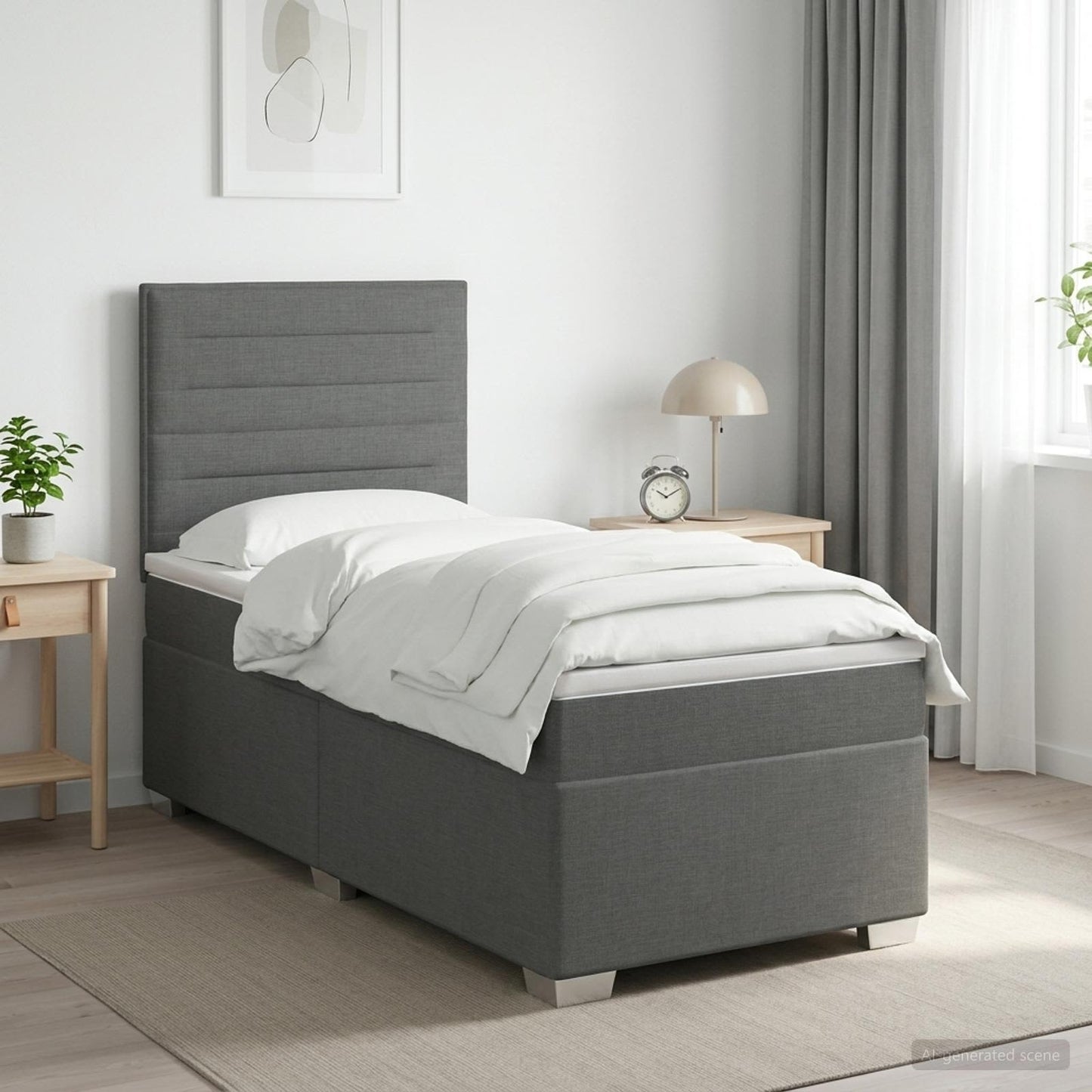 vidaXL Κρεβάτι box spring με στρώμα Σκούρο Γκρι 80 x 200 cm Ύφασμα