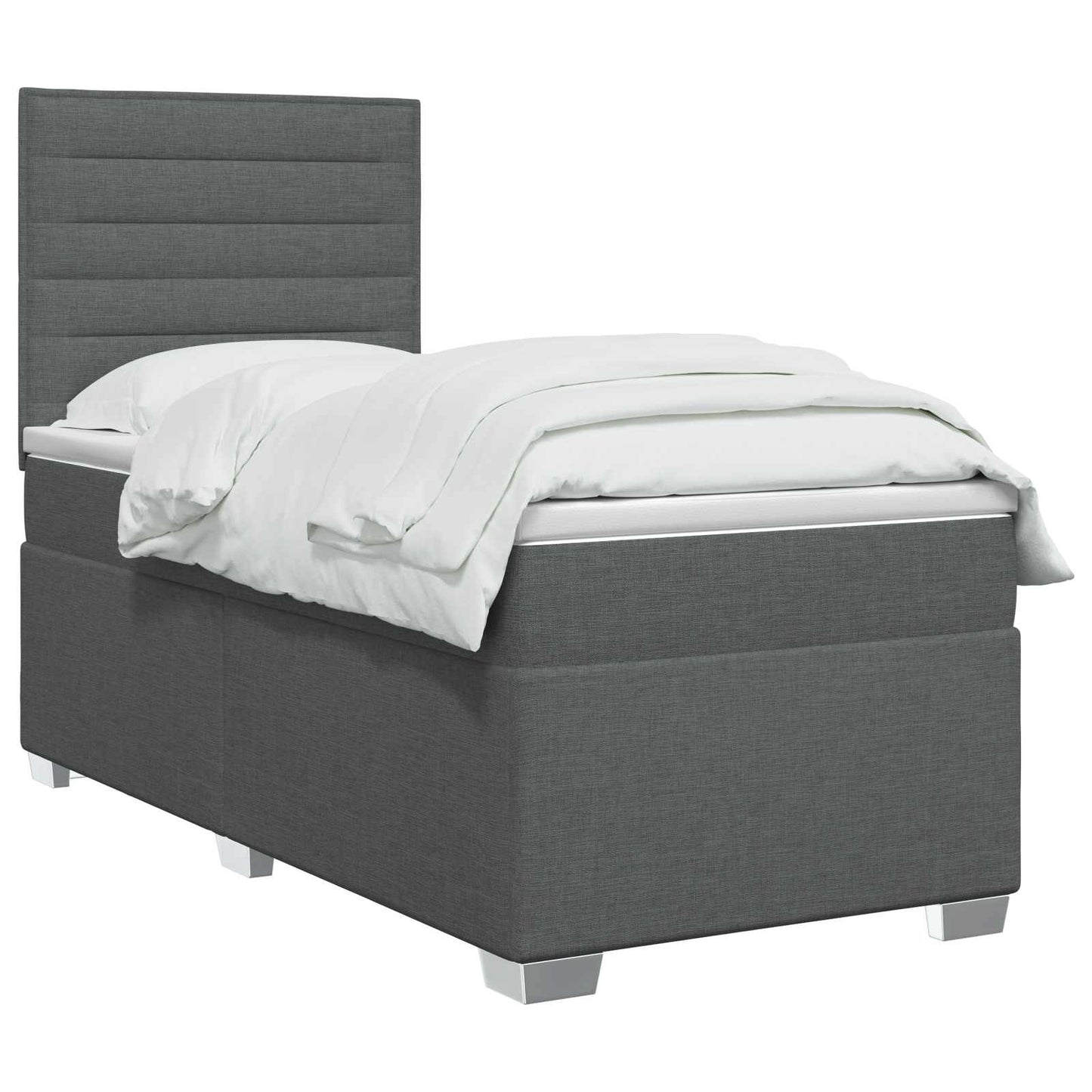 vidaXL Κρεβάτι box spring με στρώμα Σκούρο Γκρι 80 x 200 cm Ύφασμα