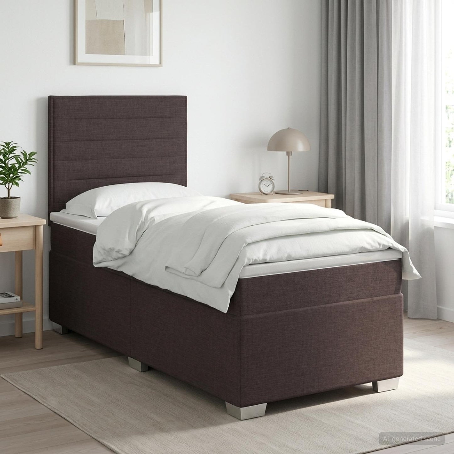 vidaXL Κρεβάτι box spring με στρώμα Σκούρο Καφέ 80 x 200 cm Ύφασμα