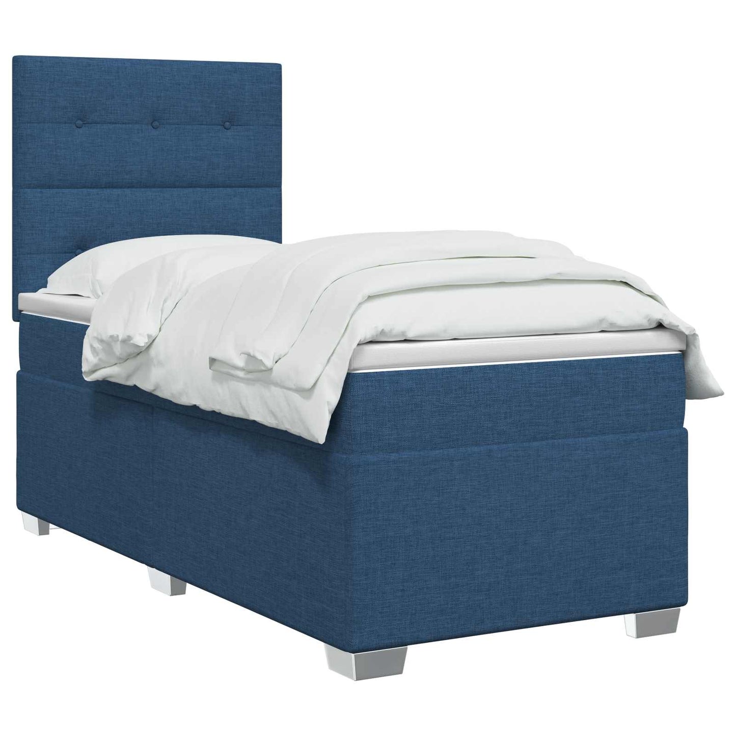 vidaXL Κρεβάτι box spring με στρώμα Μπλε 80 x 200 cm Ύφασμα