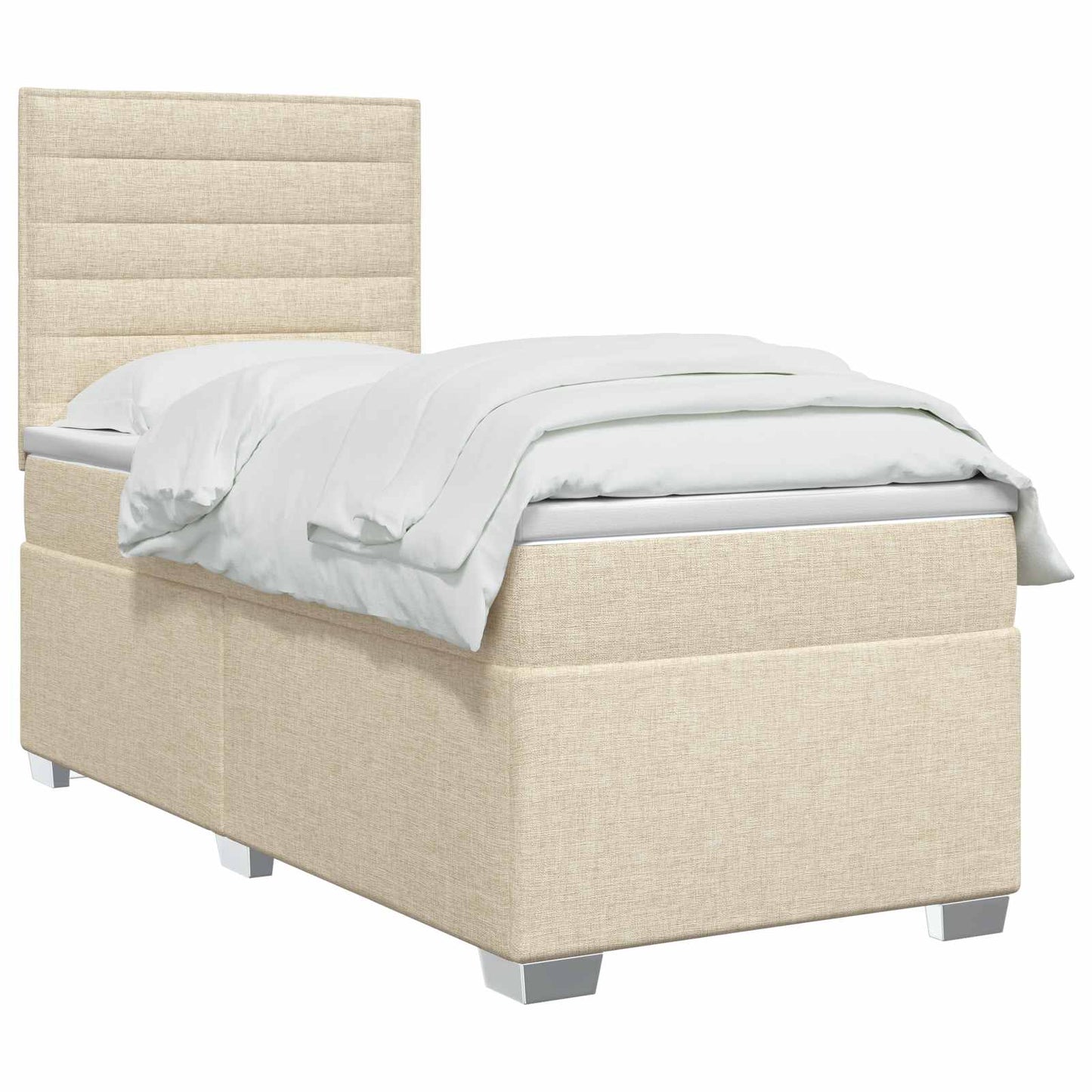 vidaXL Κρεβάτι box spring με στρώμα Κρεμ 90 x 200 cm Ύφασμα