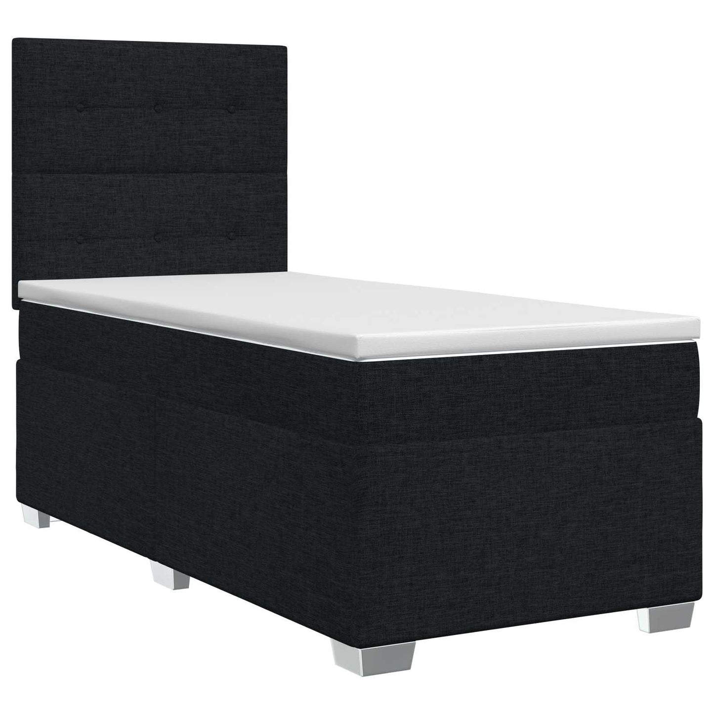 vidaXL Κρεβάτι box spring με στρώμα Μαύρο 90 x 200 cm Ύφασμα