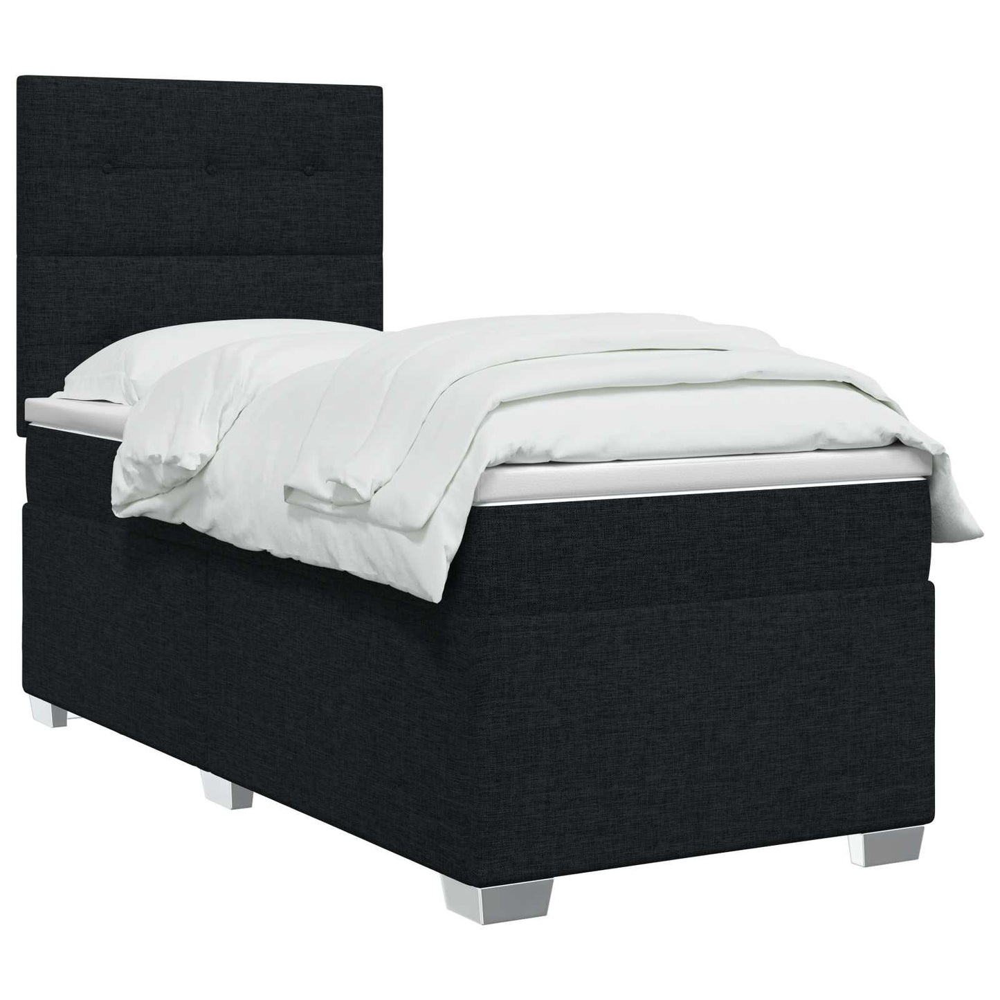 vidaXL Κρεβάτι box spring με στρώμα Μαύρο 90 x 200 cm Ύφασμα