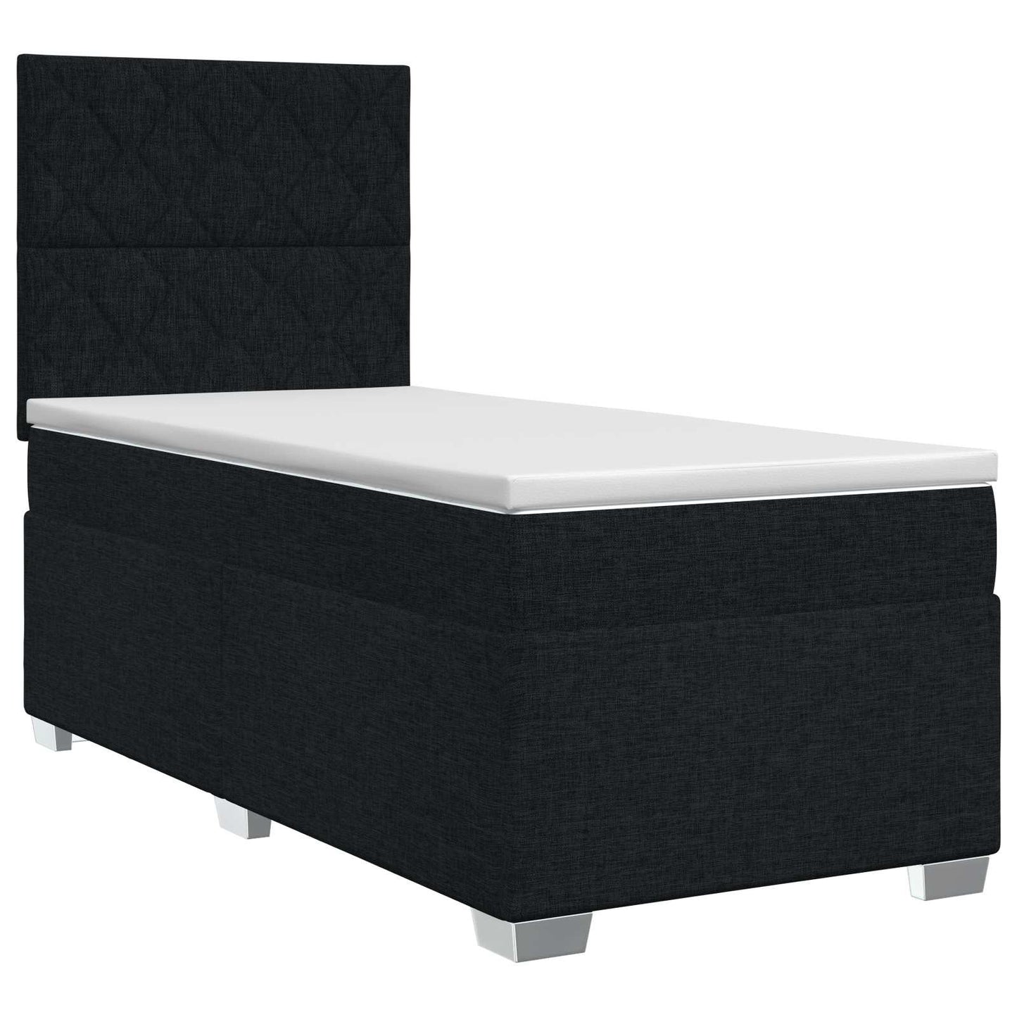vidaXL Κρεβάτι box spring με στρώμα Μαύρο 90 x 200 cm Ύφασμα
