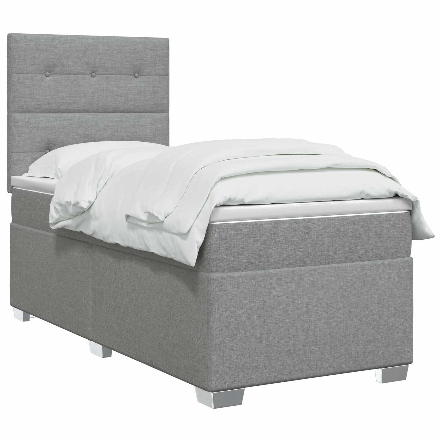 vidaXL Κρεβάτι box spring με στρώμα Ανοιχτό γκρι 100 x 200 cm Ύφασμα