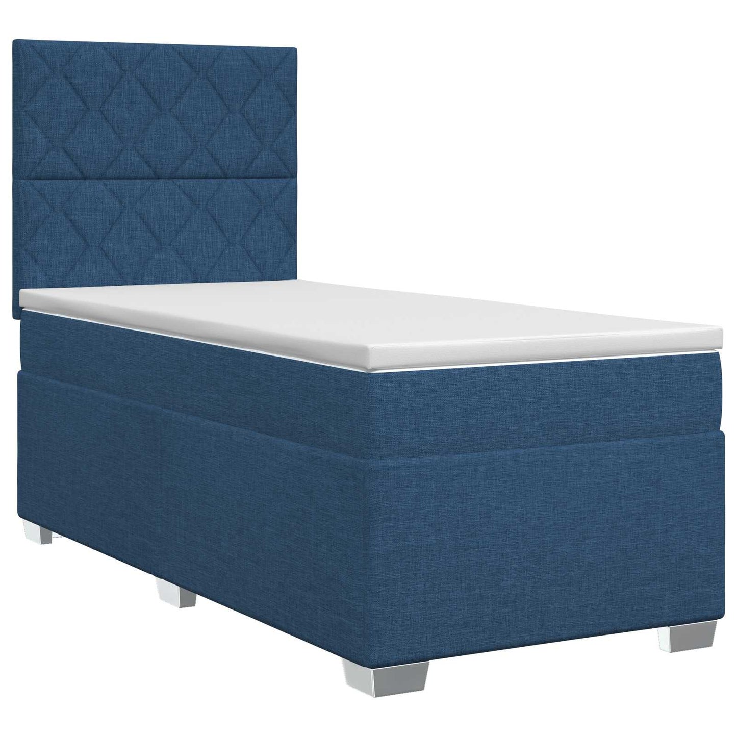 vidaXL Κρεβάτι box spring με στρώμα Μπλε 100 x 200 cm Ύφασμα