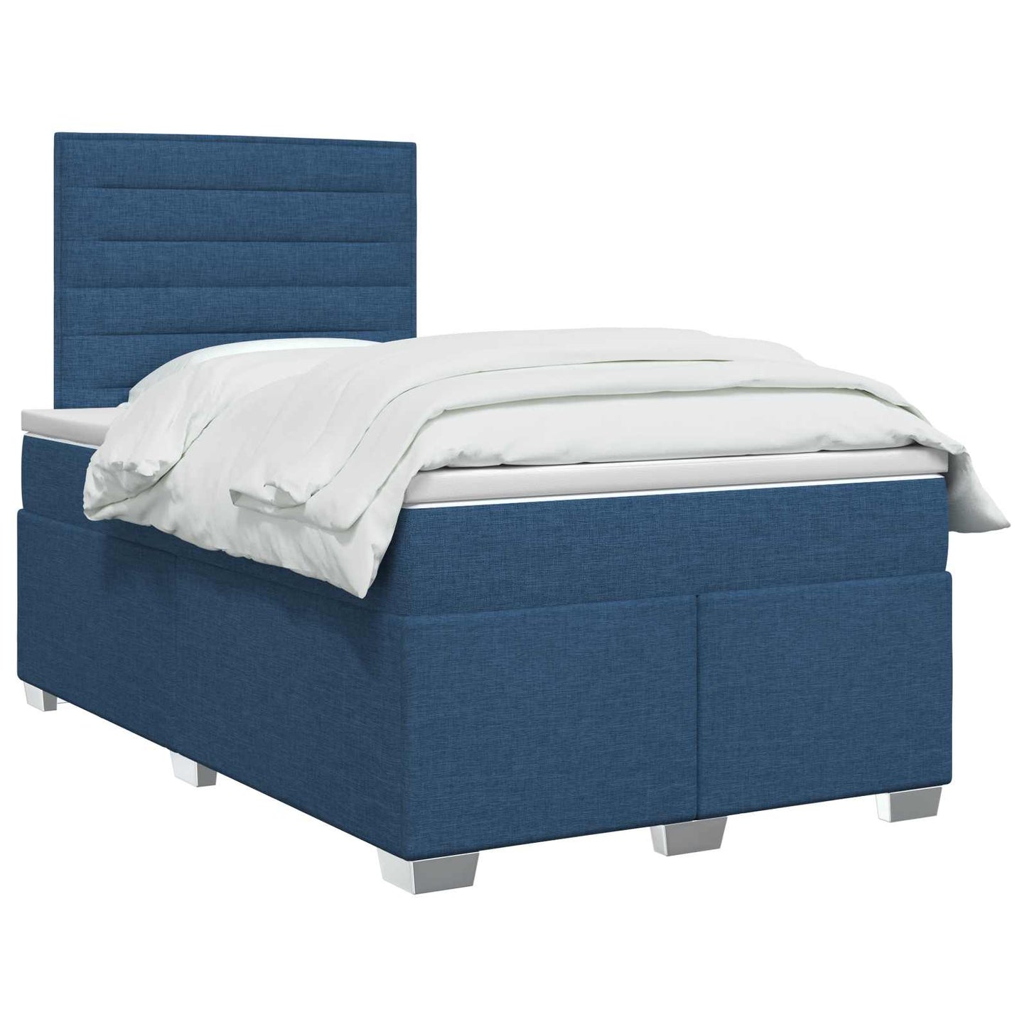 vidaXL Κρεβάτι box spring με στρώμα Μπλε 120 x 200 cm Ύφασμα
