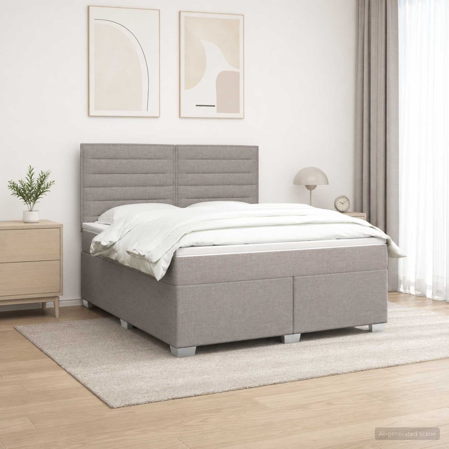vidaXL Κρεβάτι box spring με στρώμα Taupe 160 x 200 cm Ύφασμα