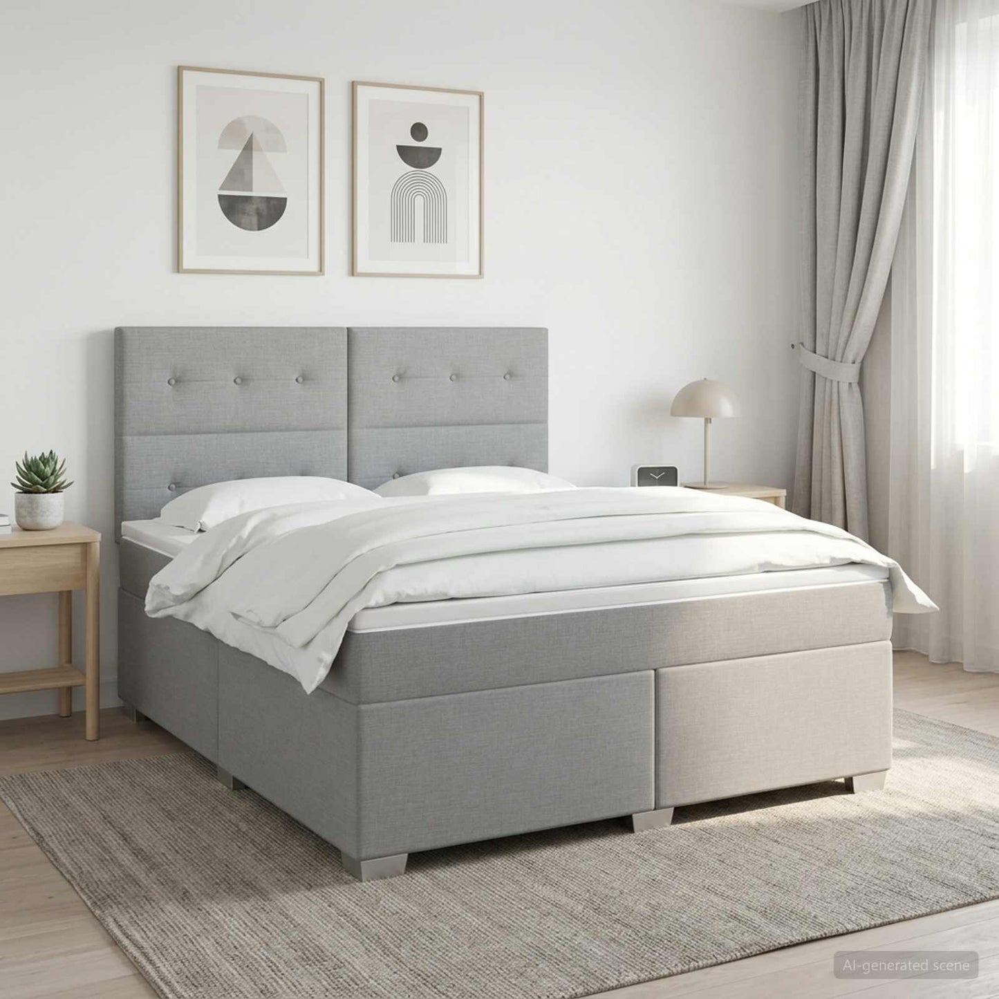 vidaXL Κρεβάτι box spring με στρώμα Ανοιχτό γκρι 160 x 200 cm Ύφασμα