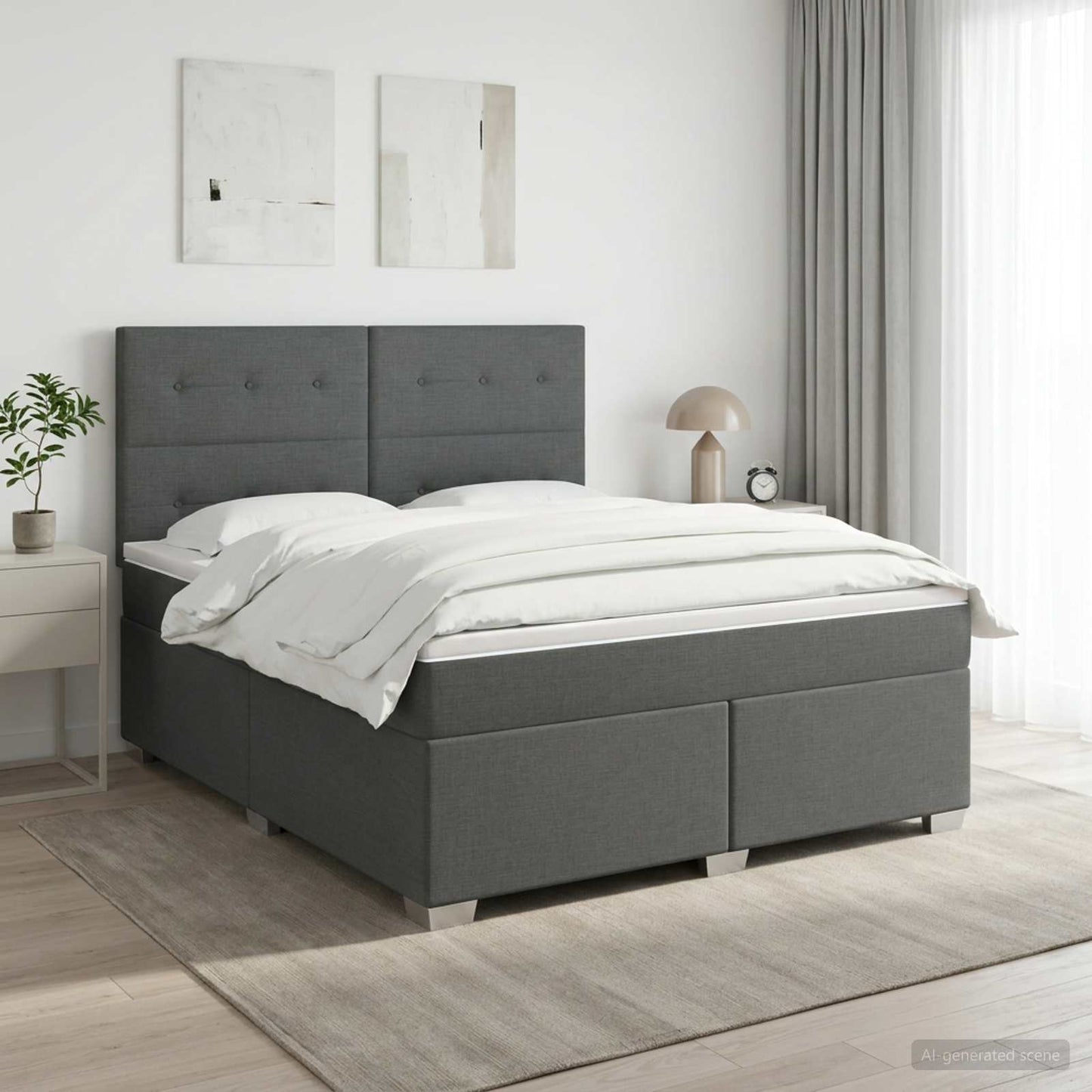 vidaXL Κρεβάτι box spring με στρώμα Σκούρο Γκρι 140 x 190 cm Ύφασμα