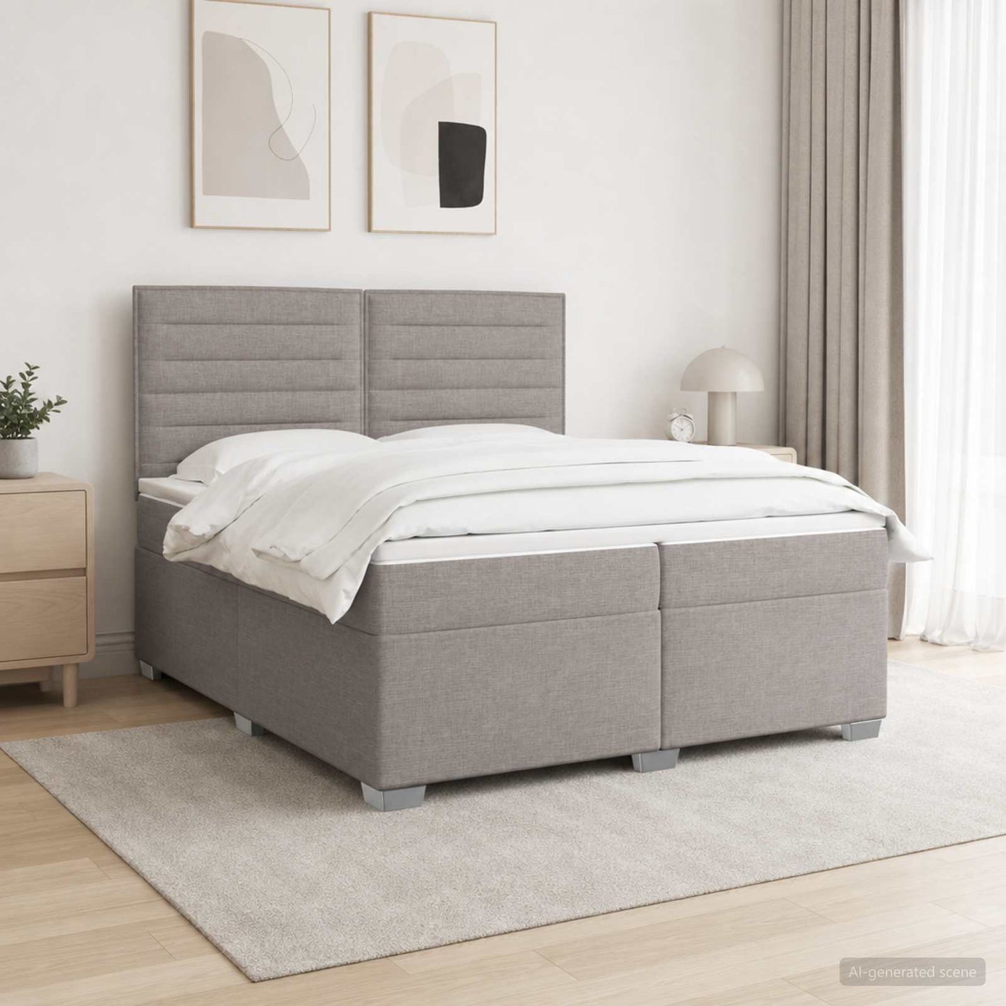 vidaXL Κρεβάτι box spring με στρώμα Taupe 200 x 200 cm Ύφασμα
