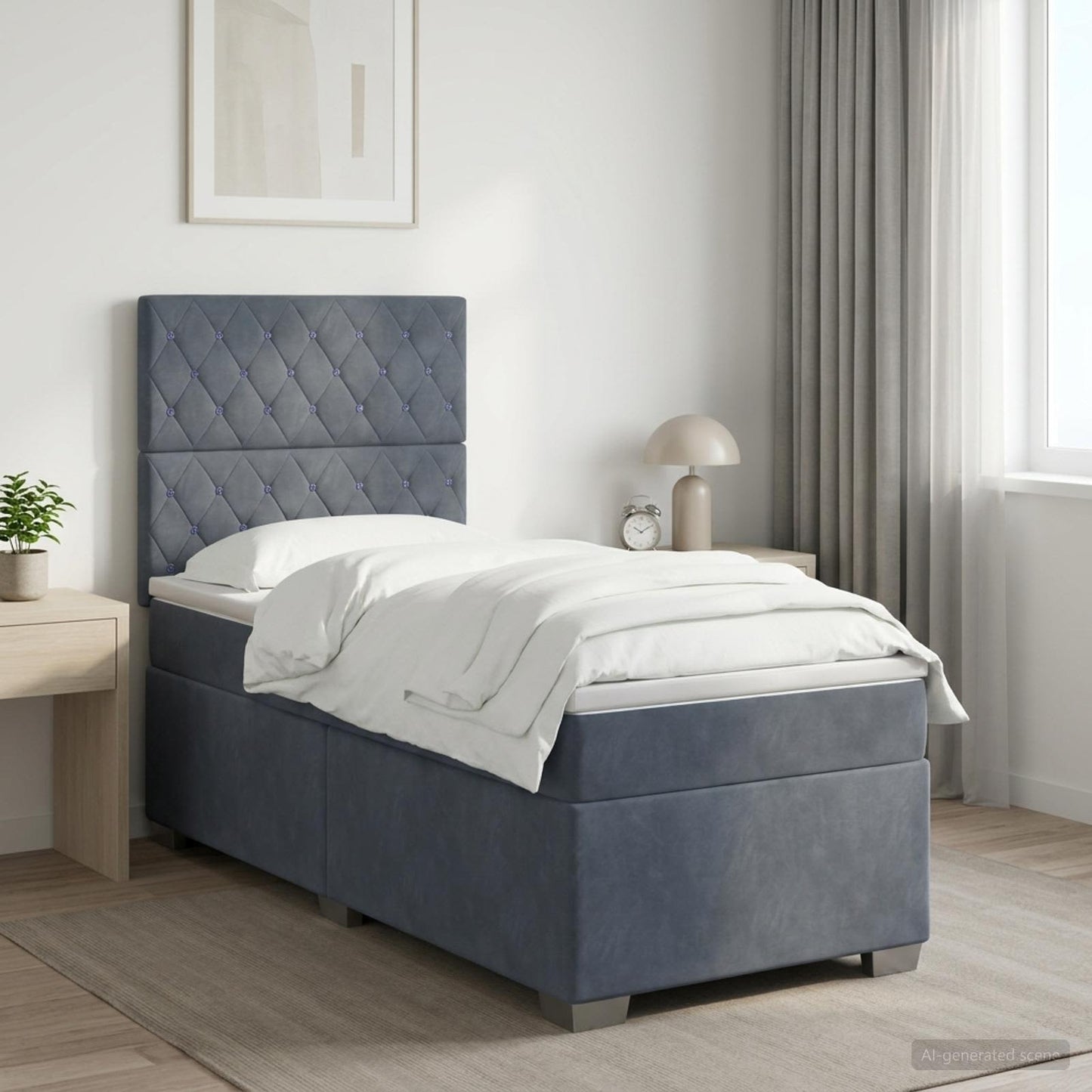vidaXL Κρεβάτι box spring με στρώμα Σκούρο Γκρι 80 x 200 cm Βελούδο