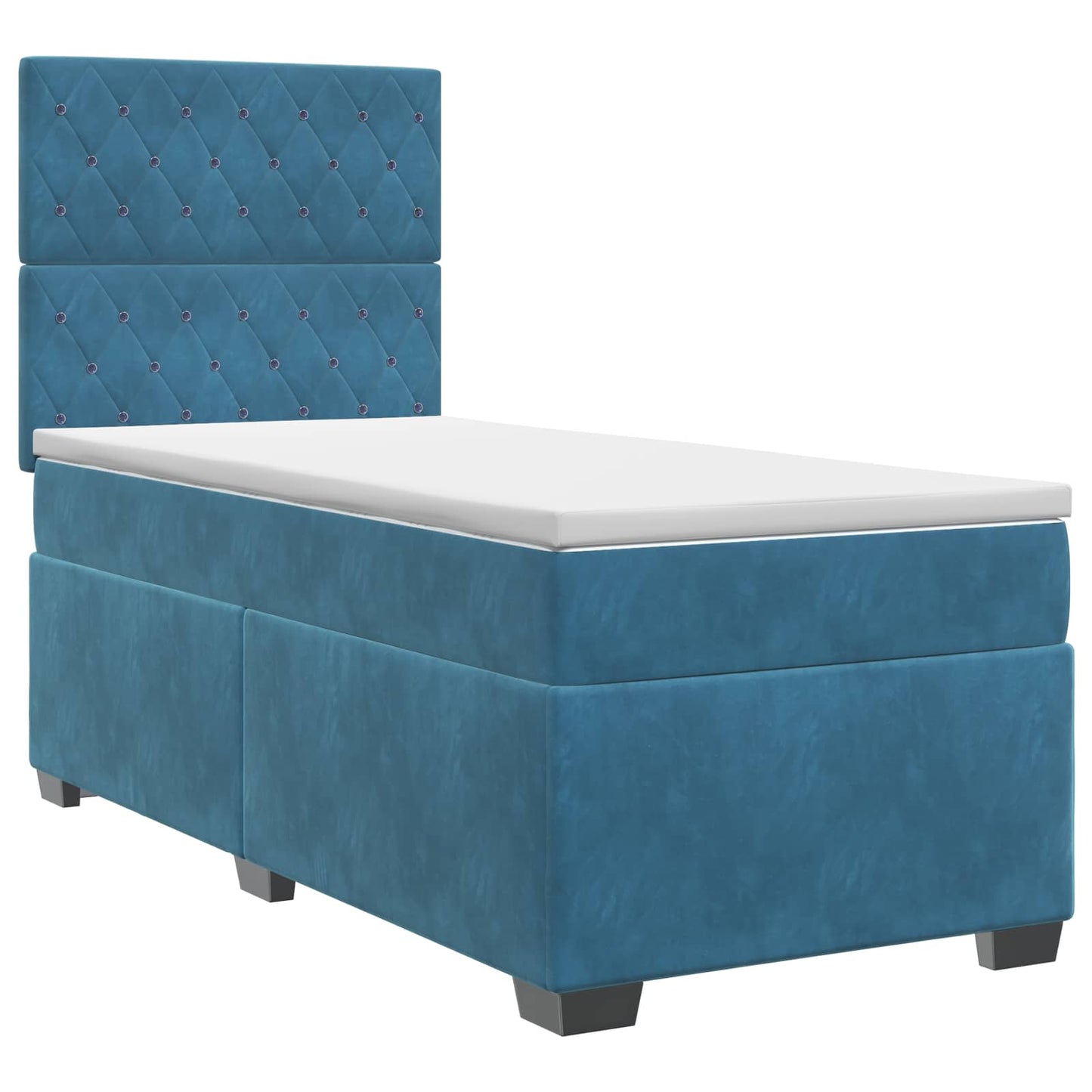 vidaXL Κρεβάτι box spring με στρώμα Μπλε 80 x 200 cm Βελούδο