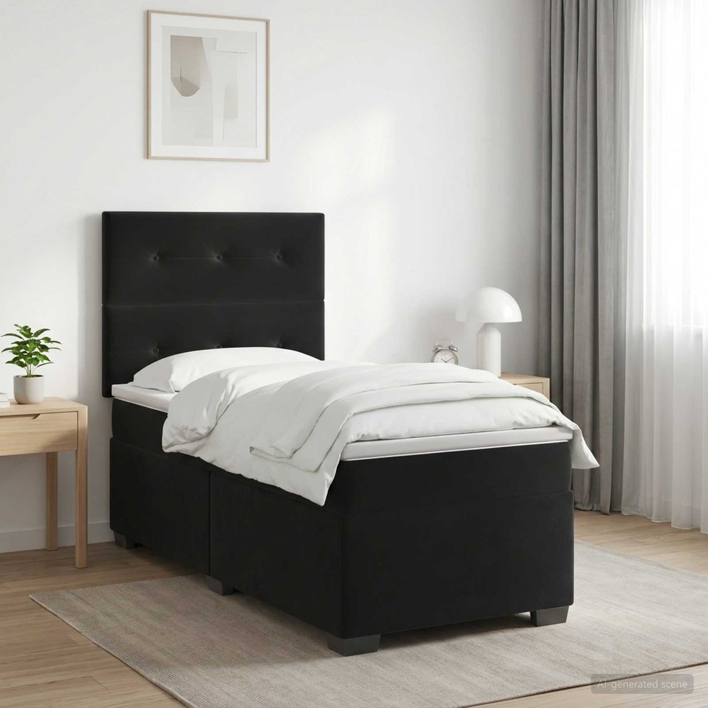 vidaXL Κρεβάτι box spring με στρώμα Μαύρο 80 x 200 cm Βελούδο